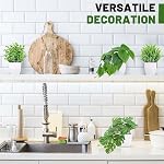 Der Rose 6Pcs Petites plantes de faux pots pour salle de bain Bureau plateau Decor Mini plantes artificielles mélangent de fausses plantes avec des pots blancs pour le salon, la chambre à coucher et la cuisine décor intérieur; pas d'arrosage