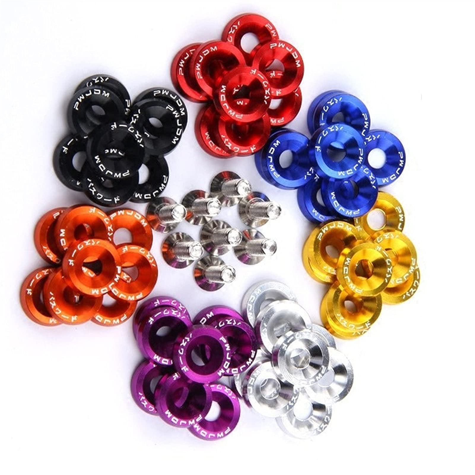 Wheel Lug Nut Universal 10PCS M6 Car Styling Modification JDM Sticker Stickers Password Fender Washer License Plate Bolts Auto Accessories Wheel Nut Caps (Color : Purple)