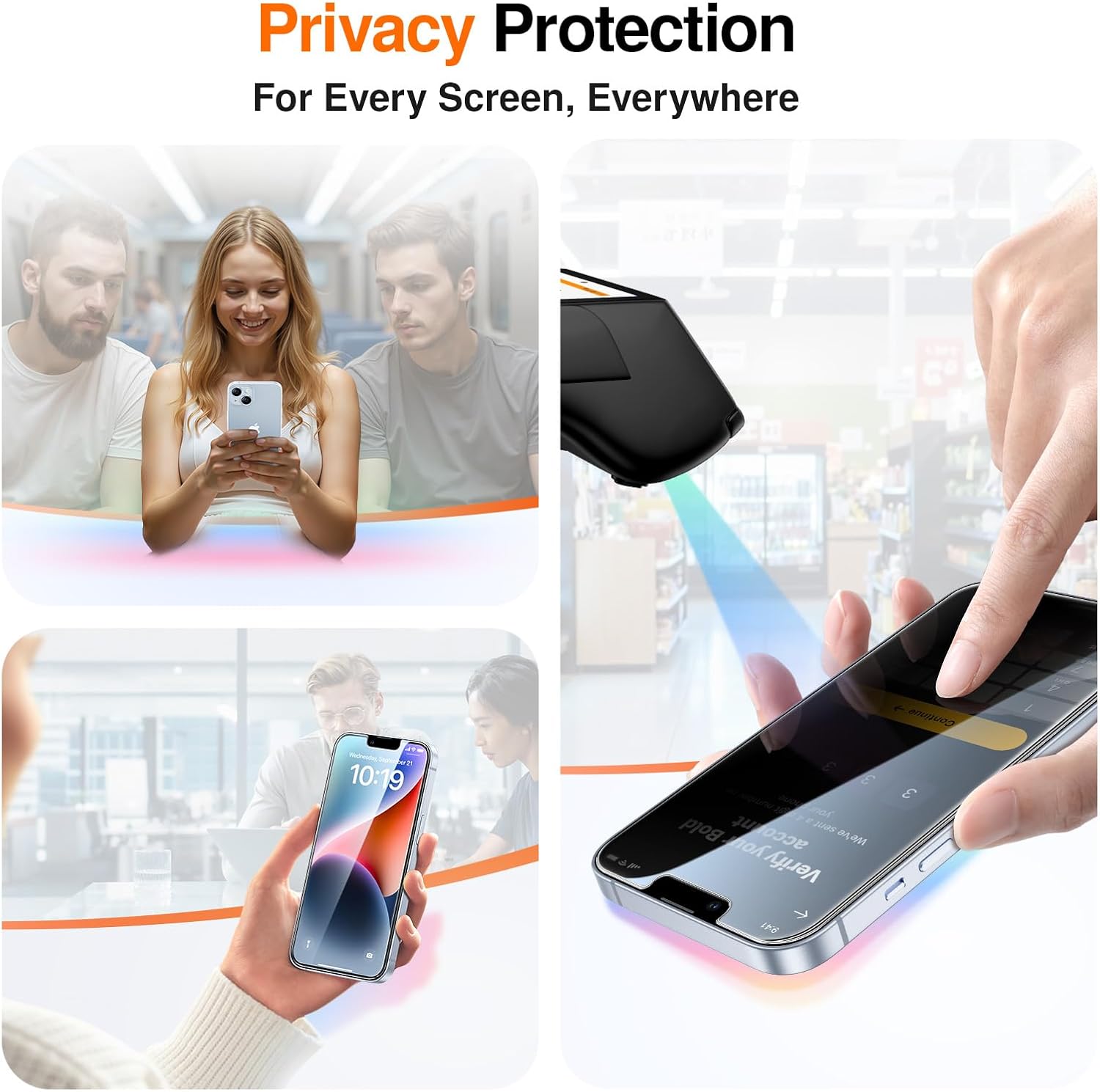 Screen Protector for iPe 14 Pro, Anti-Spy Tempered
