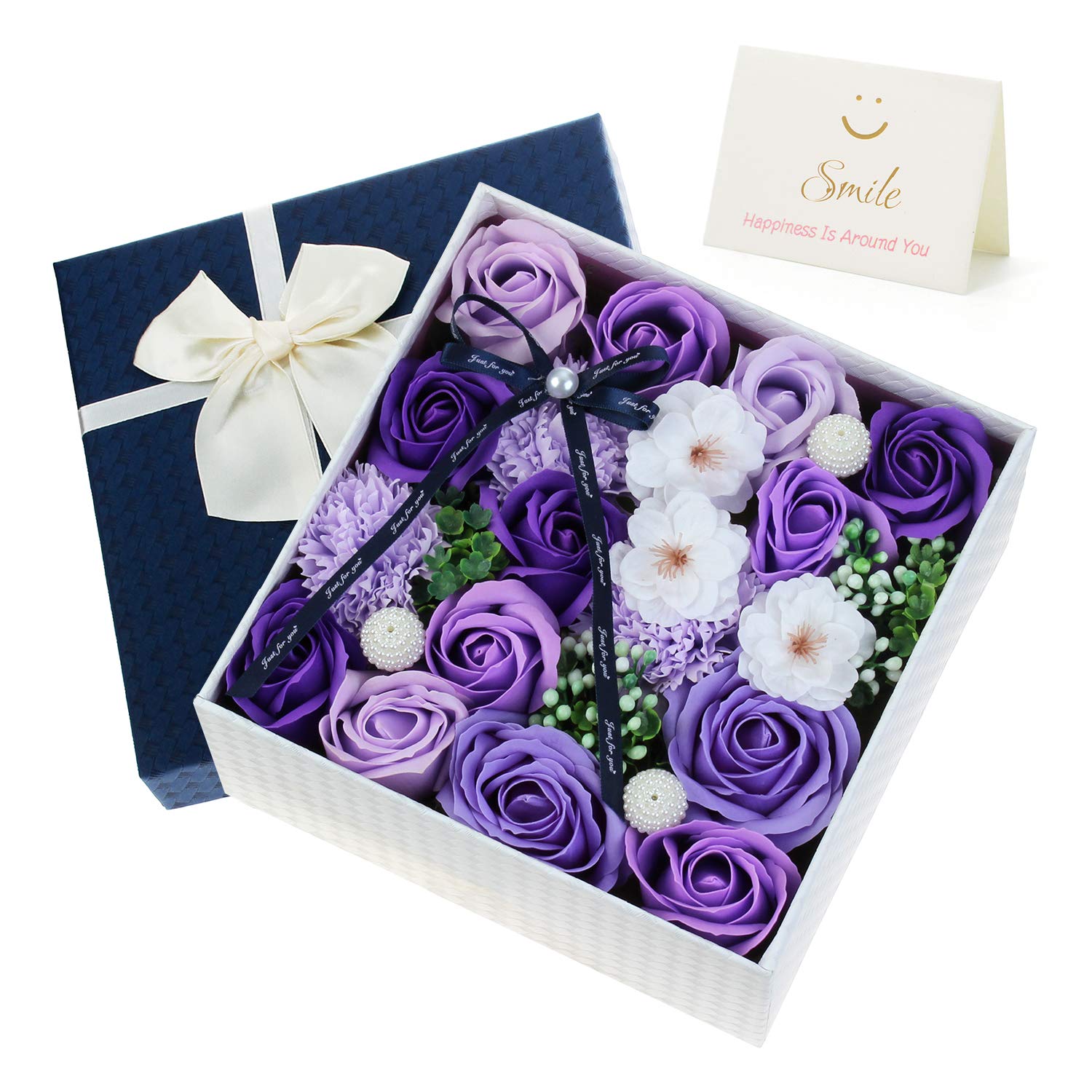 ソープフラワー ギフト パープル ボックス入り 創意方形ギフト 誕生日 母の日 還暦祝い 記念日 敬老の日 先生の日 プレゼント バレンタインデー 結婚祝い 昇進 退職祝い お見舞い 新築祝い 入学 卒業祝い 贈り物 贈答品 女性用