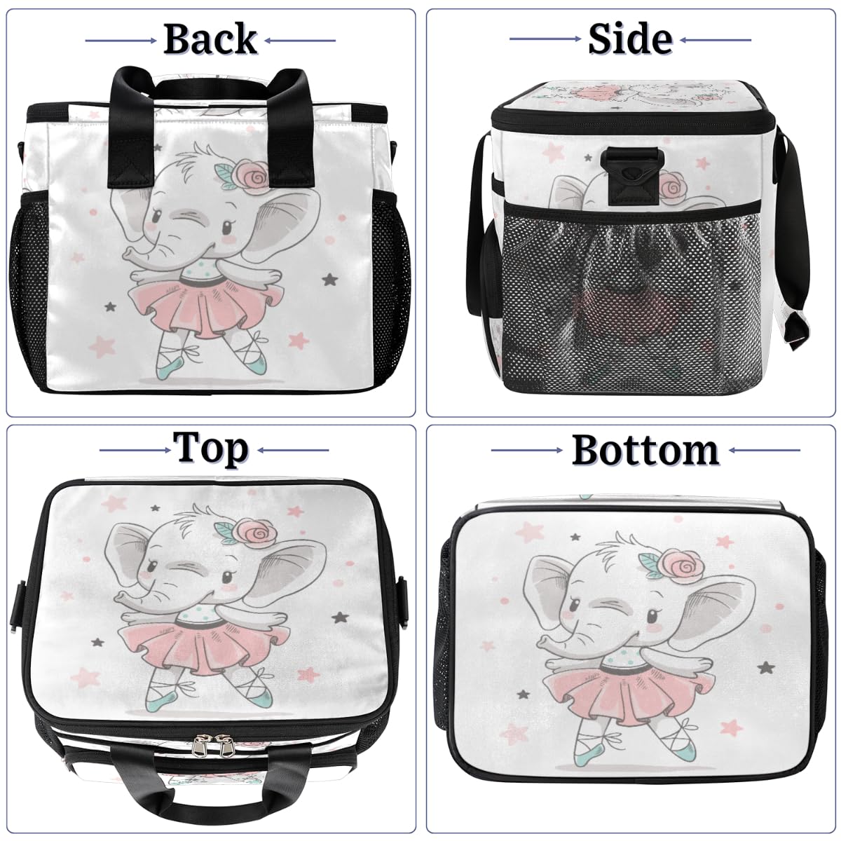 TropicalLife Grand sac à déjeuner pour bébé éléphant 17 L - Grand sac à déjeuner isotherme avec bandoulière - Étanche - Pour le travail, l'école, le barbecue