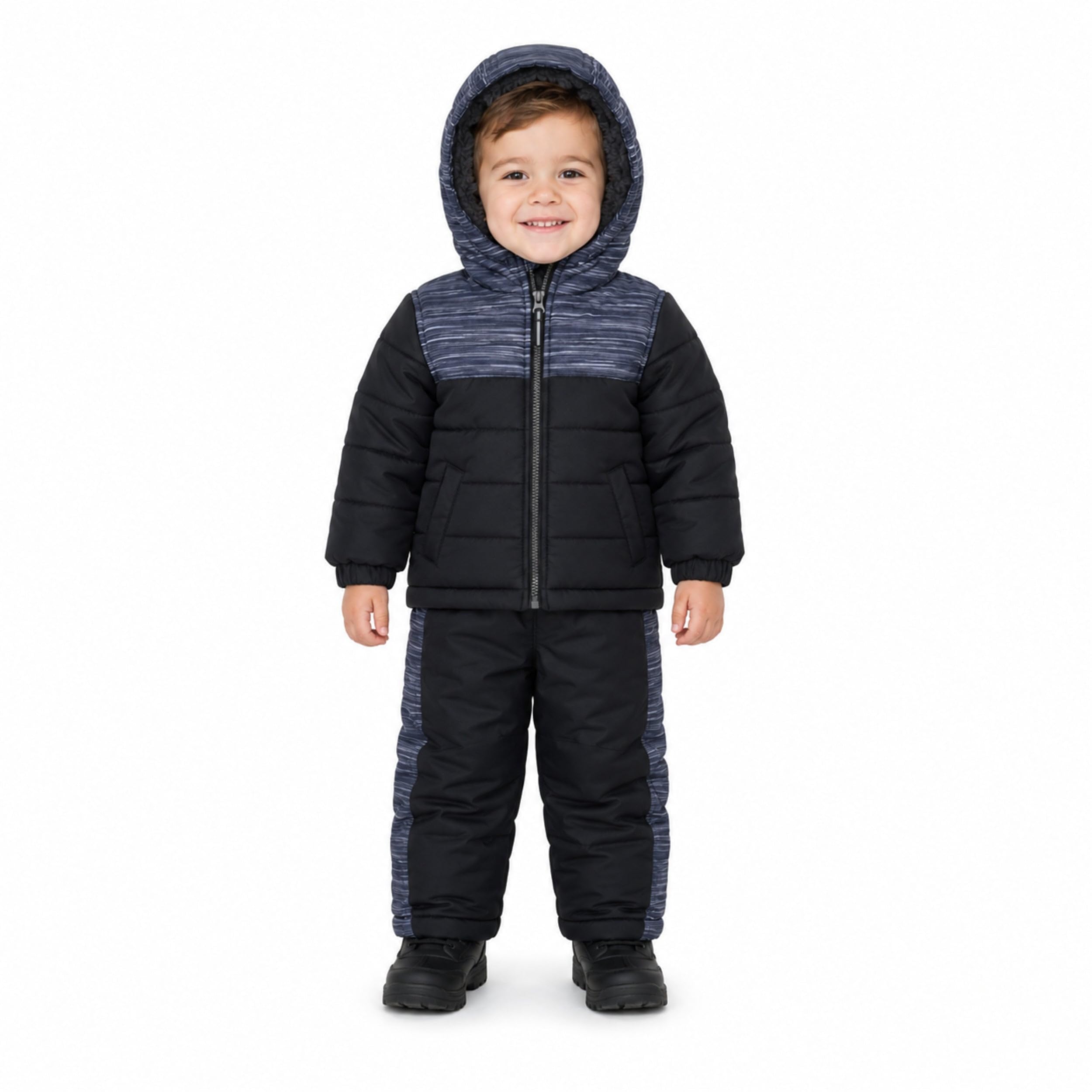 Arctic Quest boys Ski Jacket and Snowbib Snowsuit Set 2 Piece Quilted Zip Up Jacket and Overall Snowsuit Set