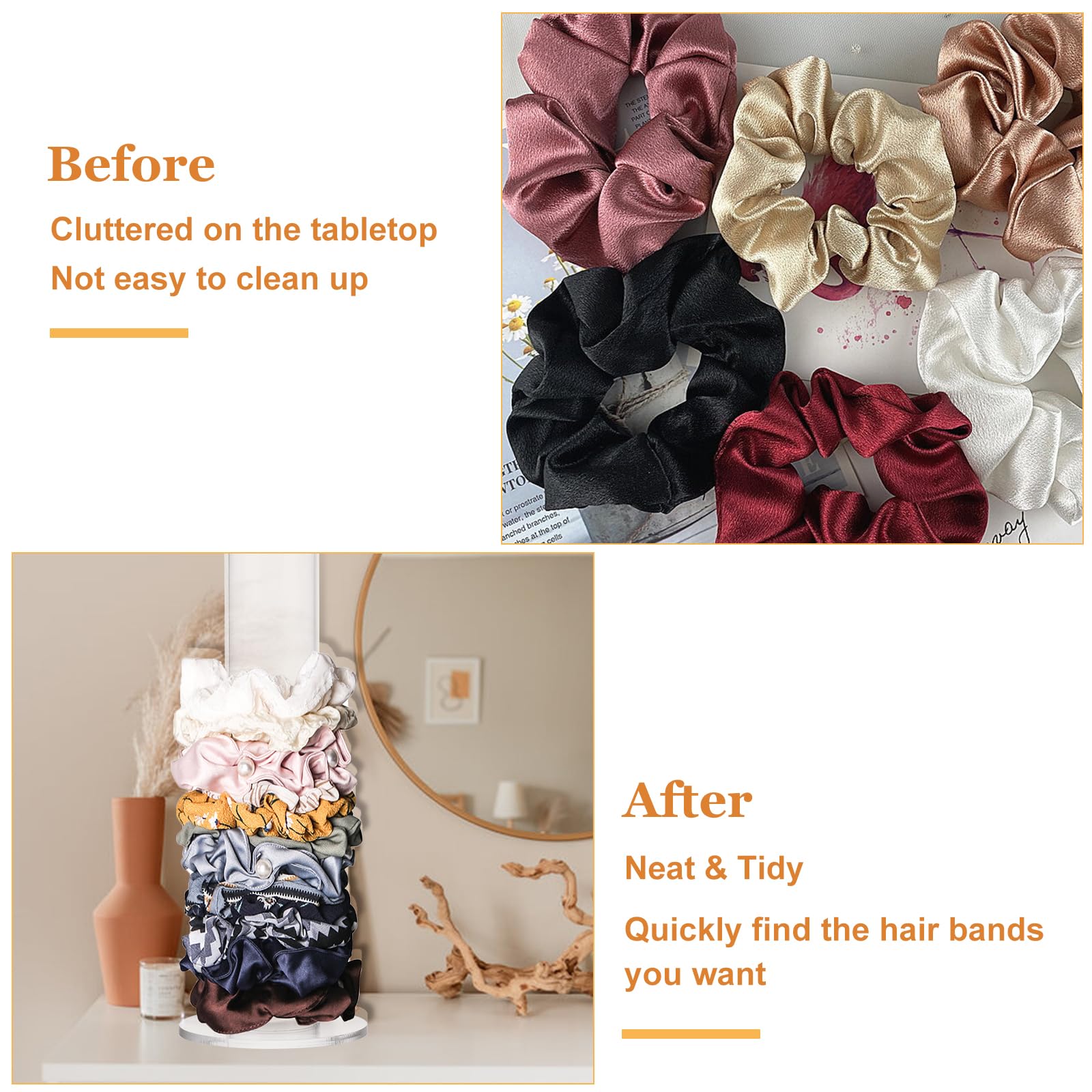 2x Acryl-Haargummi-Halter Transparent - Ordnung Für Schmuck & Haarbänder