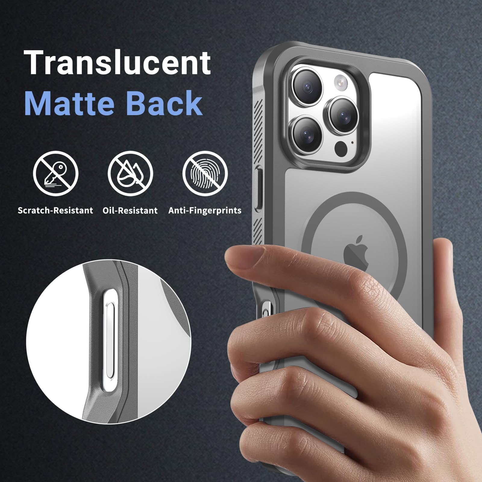 Magnetic for iPhone 16 Pro Max Case, [Compatible with MagSafe][Military Grade Drop Protection][Heavy Duty Protection][Non-Slip][Shockproof] 2-Layer Durable Bumper Phone Case 6.9''-Gray