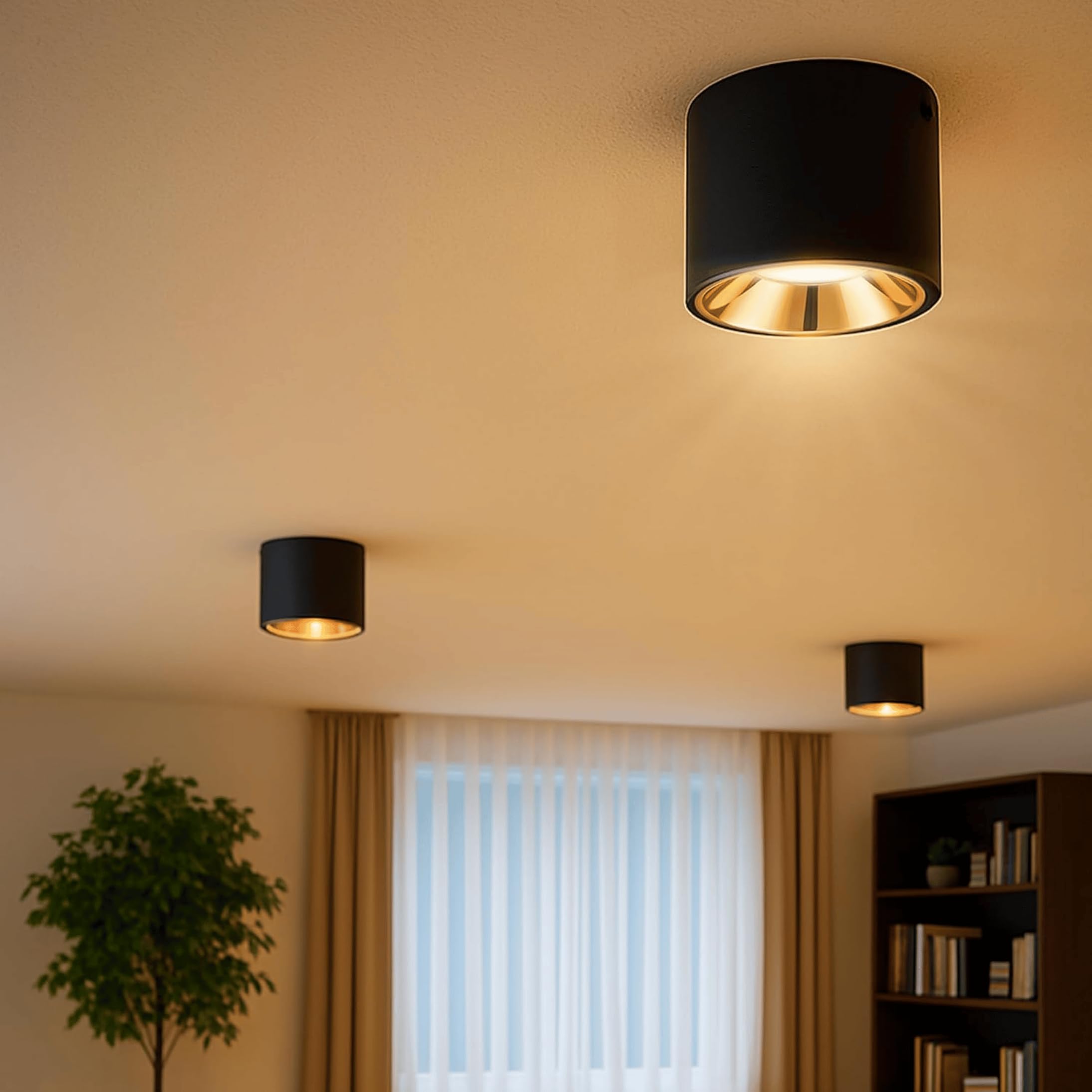 SSC-LUXon MILAGU - spot de plafond en saillie LED integree noir dore | Installation rapide et discrète pour un rendu épuré, faible consommation et longue durée de vie au quotidien.