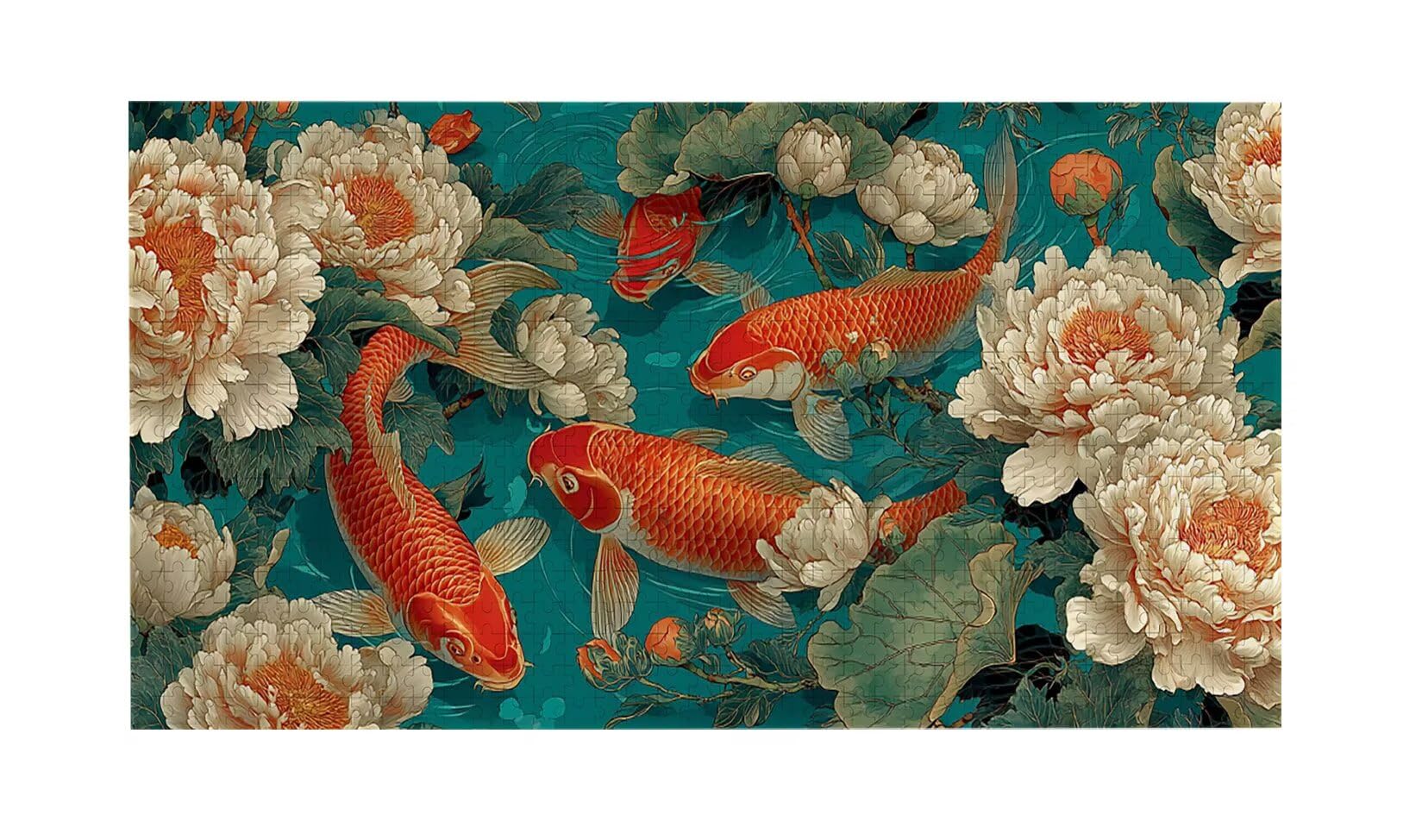 Puzzle para Adultos 1692 Piezas, Koi de peonía Puzzle, Difícil, Desafiante, Rompecabezas Encajan Perfectamente, Letras en la Parte Posterior, sin Polvo, Regalo para Personas Mayores (179x31cm) v-731