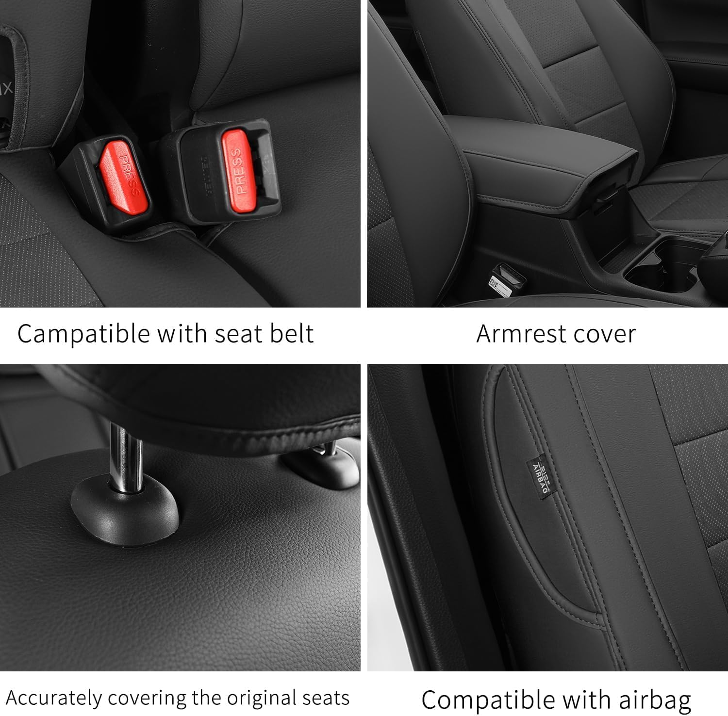 GIANT PANDA Car Seat Covers Custom Fit for Honda CRV 2023 2024 2025 2026 EX,EX-L,LX,Sport Series,Hybrid,Waterproof Faux Leather Seat Cover for SUV Full Set (Black)