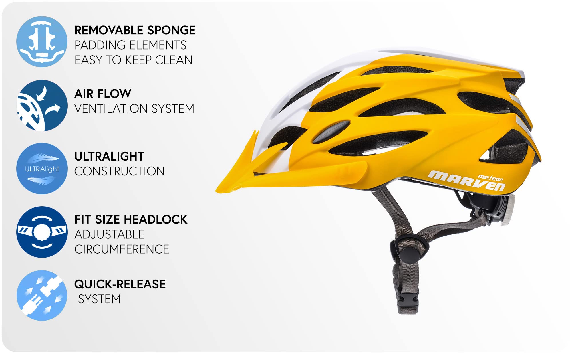 Meteor Casco Bici Ideale per Giovani e Adulti Donna e Uomo Caschi Perfetto per Downhill Enduro MTB Scooter Helmet per Tutte Le Forme di attività in Bicicletta Marven