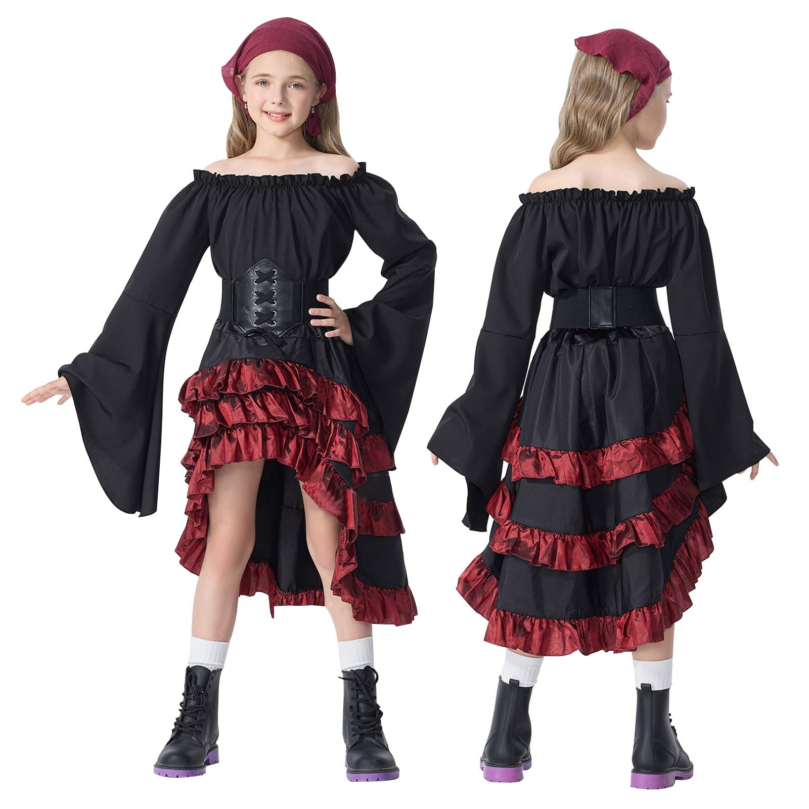 Halloween Dresses for Teen Cute Skeleton Print Gothic Witch Dress Costume