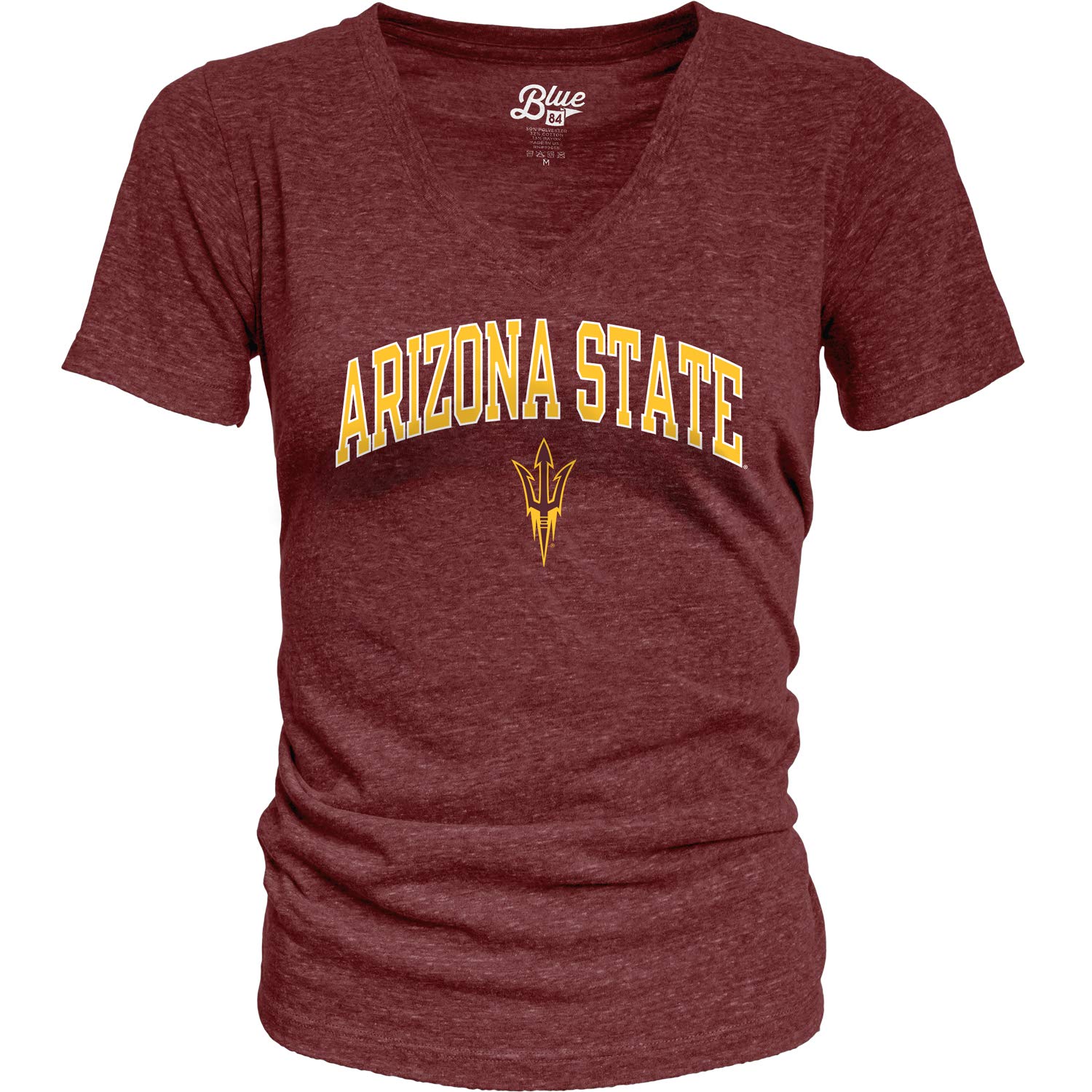 Blue 84 NCAA Arizona State Sun Devils Womens Heathered Team Color Confetti T Shirt, Arizona State Sun Devils Maroon, Medium