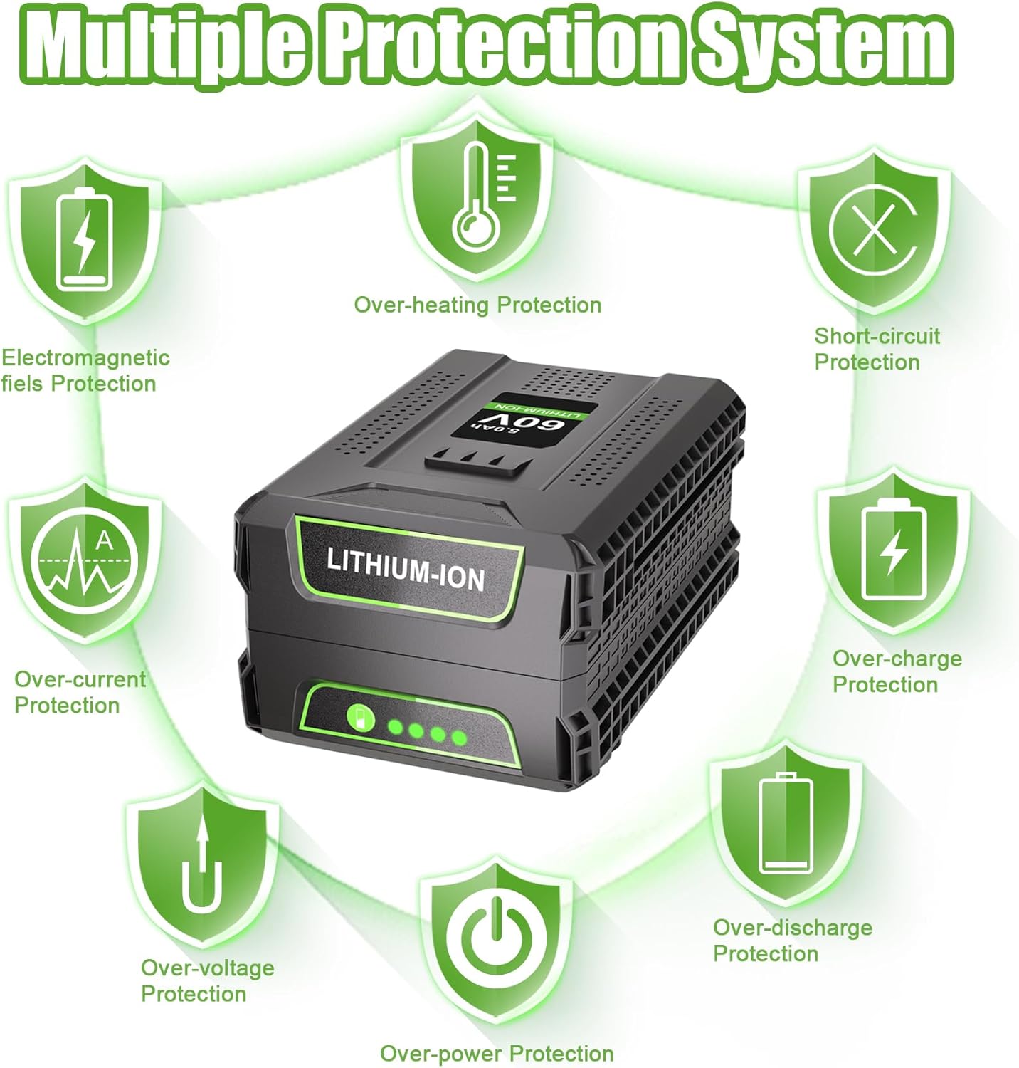 KUNLUN 5.0Ah 60V Replacement Battery Compatible for Greenworks 60v Battery Max Lithium Lon Battery LB60A03 LB60A02 LB60A00 Cordless Power Tool Batteries - Image 7