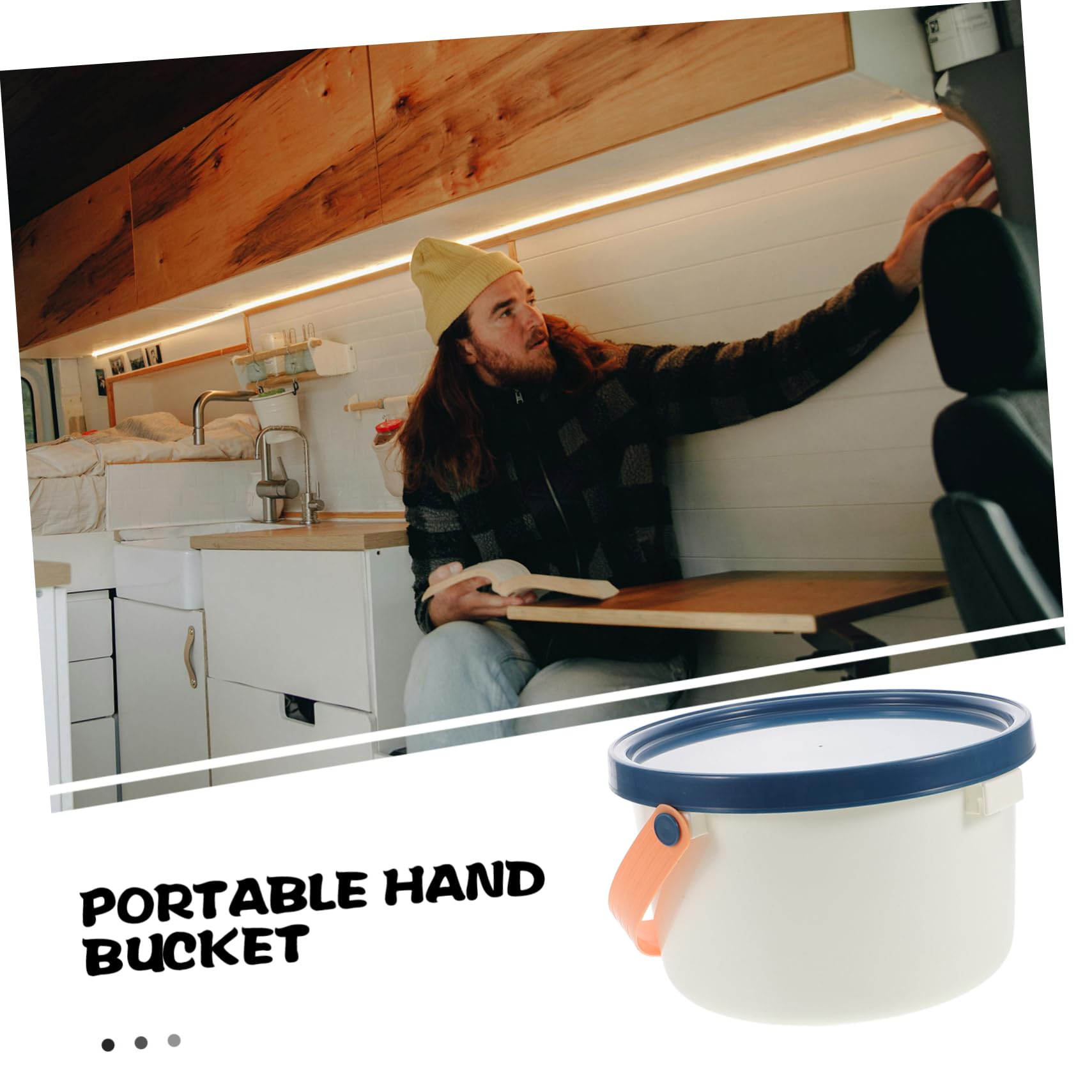 Zerodeko Secchio di Plastica con Coperchio Portatile con Manico, Grande Capacità, per Conservare Acqua e Pulire in Campeggio