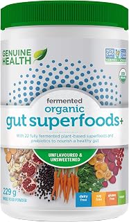 Genuine Health Fermented Organic Gut Superfoods Powder, Unflavoured, Vegan Fibre for Better Digestion, Prebiotic, 229g…