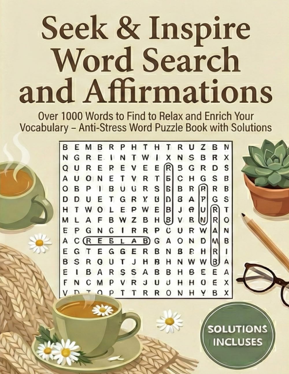 Cherche & Inspire: Word Search and Positive Affirmations: for adults with motivational thoughts, and mental well-being