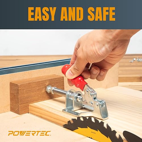 Miniatura 3 de POWERTEC Abrazaderas de palanca de 2 unidades, capacidad de sujeción de 300 libras, abrazadera de empuje y tracción de liberación rápida 302F para