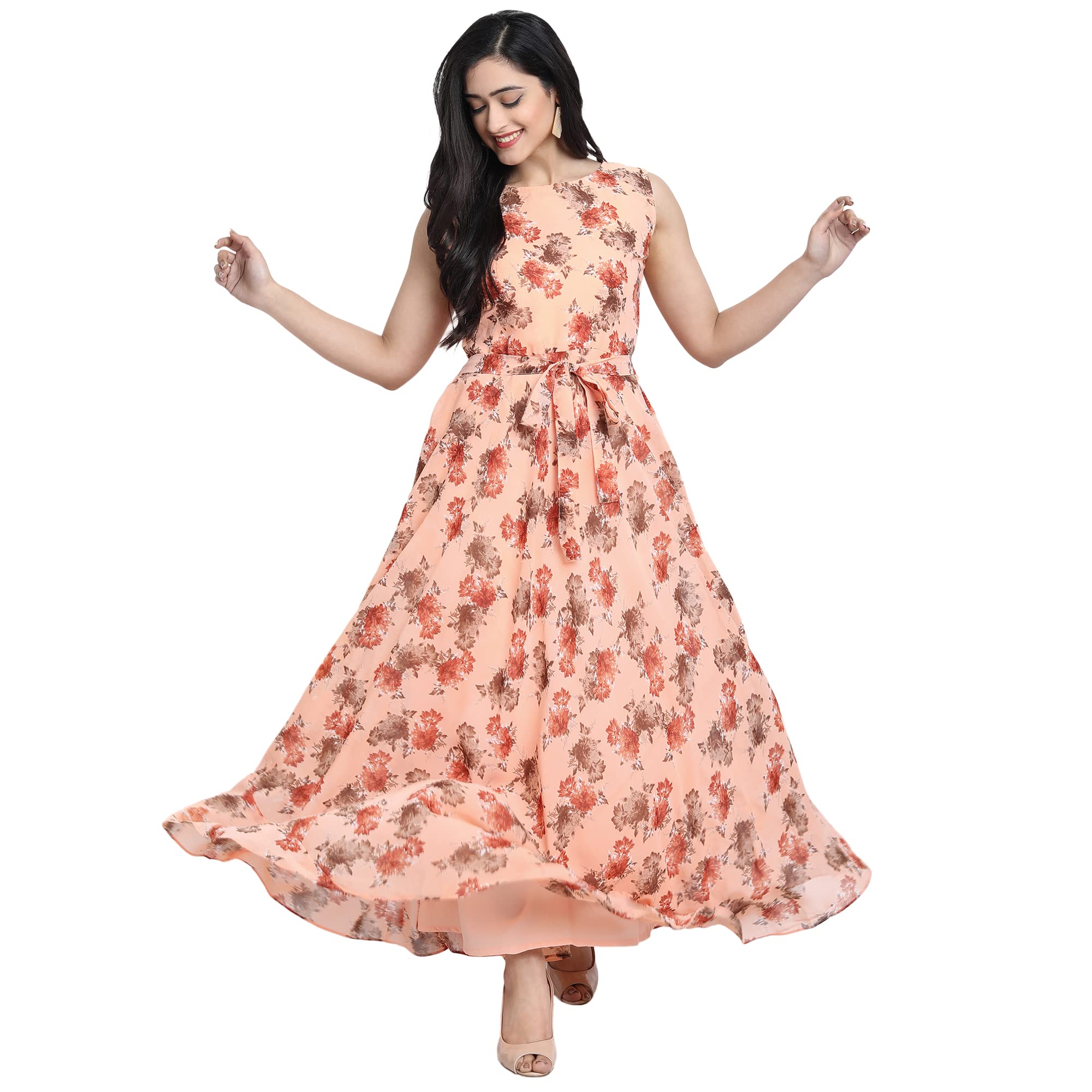 Beelee TypsWomen Floral Print Pure Georgette Flared Kurta