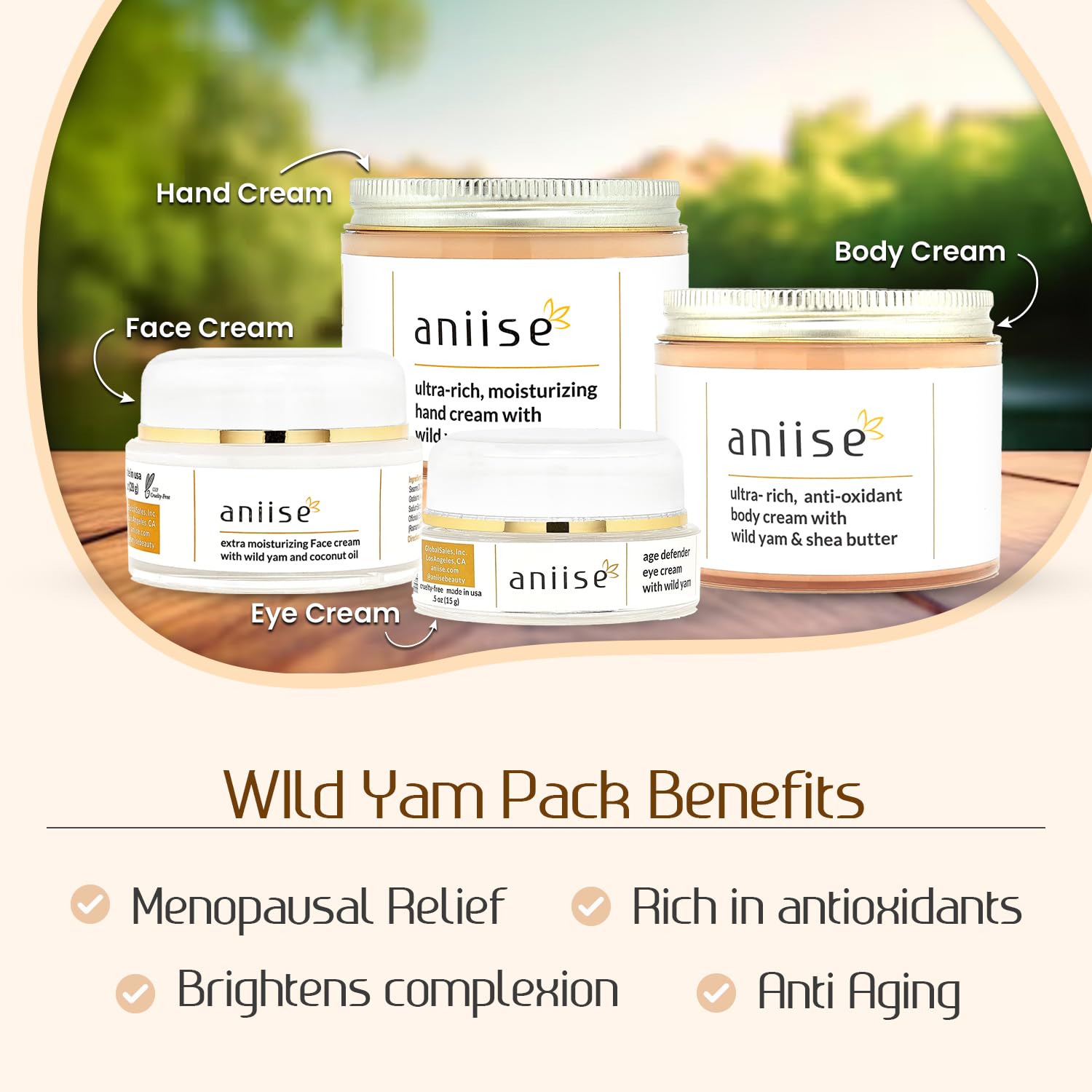 Wild Yam Roots Cream Set – Face, Eye, Hand & Body Creams | Hydrating & Nourishing Skincare Kit for Men & Women | Suitable for All Skin Types