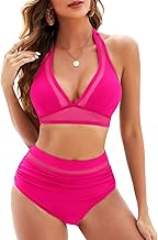RITOSTA Maillot de Bain Femme 2 Pieces Push Up Bikini Taille Haute Maillots Deux Pièces Ventre Plat avec Maille Bikinis Rembourré Swimwear Beachwear