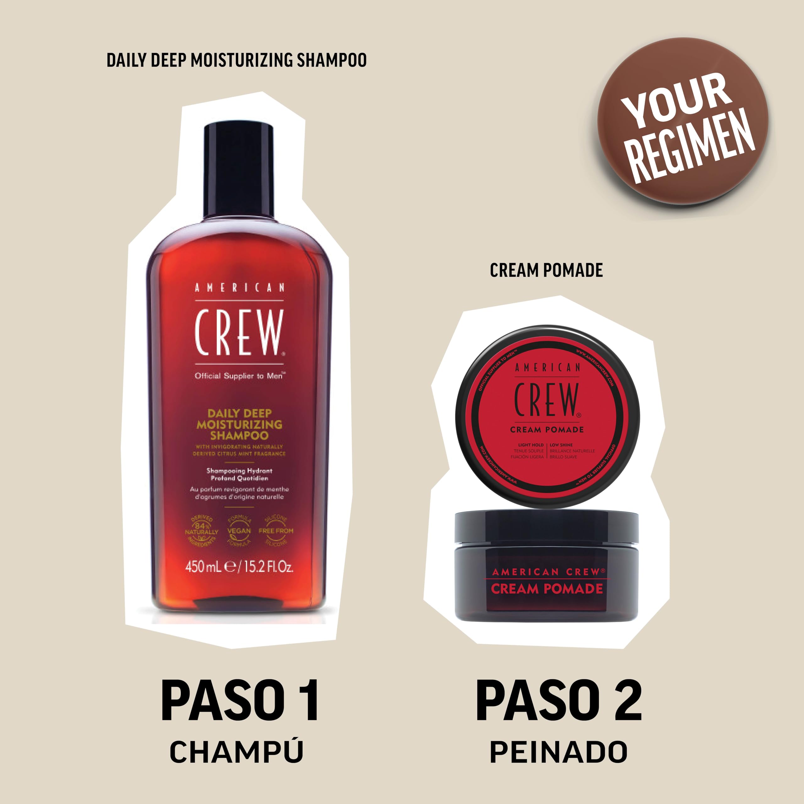 American Crew Cream Pomade, Pomada para el Pelo, Fijación Ligera y Poco Brillo, Acabado Natural, Muy Hidratante para el Cabello, Crema Moldeadora para Controlar el Peinado, 85g