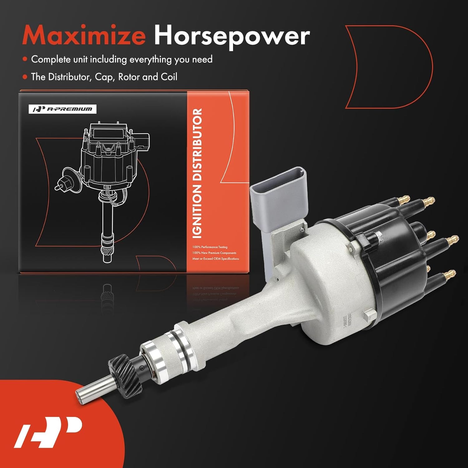 A-Premium Ignition Distributor with Cap & Rotor Compatible with Ford Ranger 1983-1985, Aerostar 1986, Bronco II 1984-1985