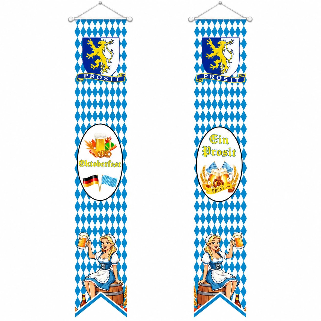 Solihigh 2Pcs Oktoberfest Decorations Beer Festival Welcome Banner Fishtail