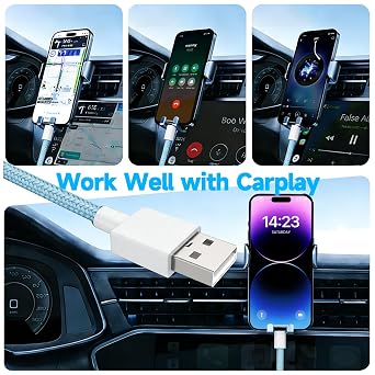 2Pack iPhone Charger Cable 1M [Apple MFi Certified] Lightning to USB Cable Lead 3 Foot, 2.4A Fast Charging Cable for iPhone 14 13 12 11 Pro Max XS XR X 8 7 6 Plus 5, iPad and iPod