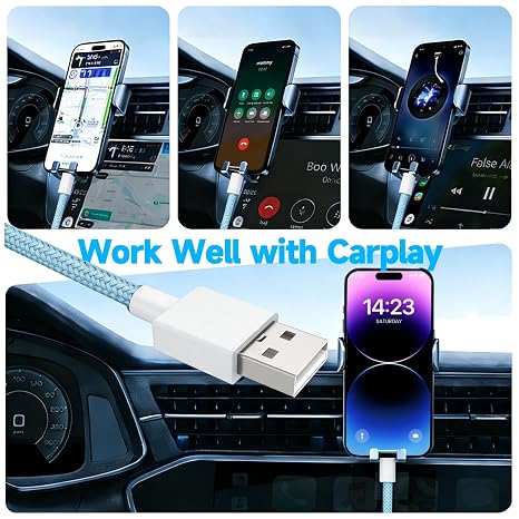 2Pack iPhone Charger Cable 1M [Apple MFi Certified] Lightning to USB Cable Lead 3 Foot, 2.4A Fast Charging Cable for iPhone 14 13 12 11 Pro Max XS XR X 8 7 6 Plus 5, iPad and iPod