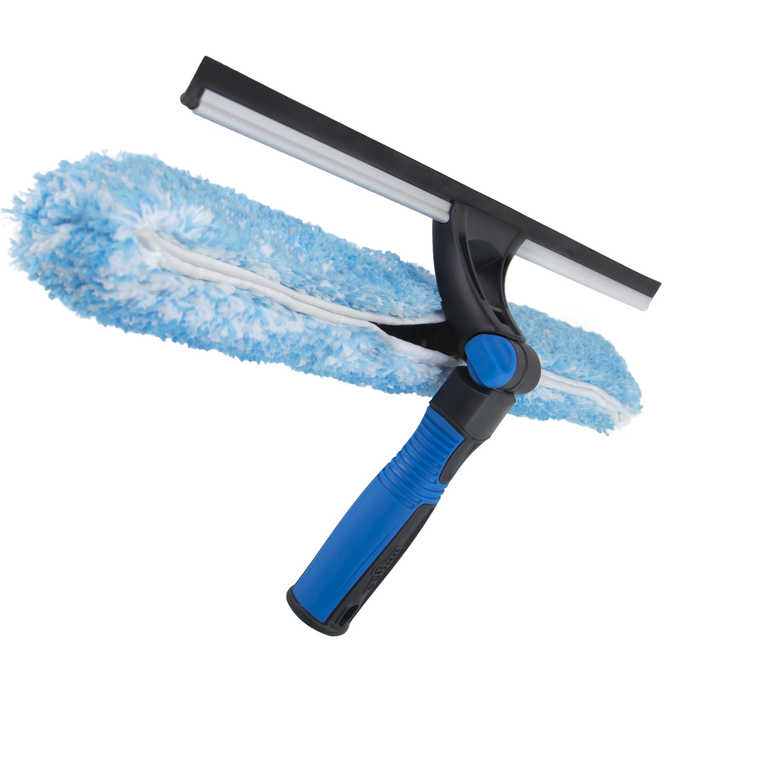 UNGERProfessional Connect and Clean 18” Proflex 2-in-1 Squeegee and Scrubber, High Access Window Cleaning Tool with Pivoting Head, Commercial and Residential Use, Reusable Microfiber Sleeve