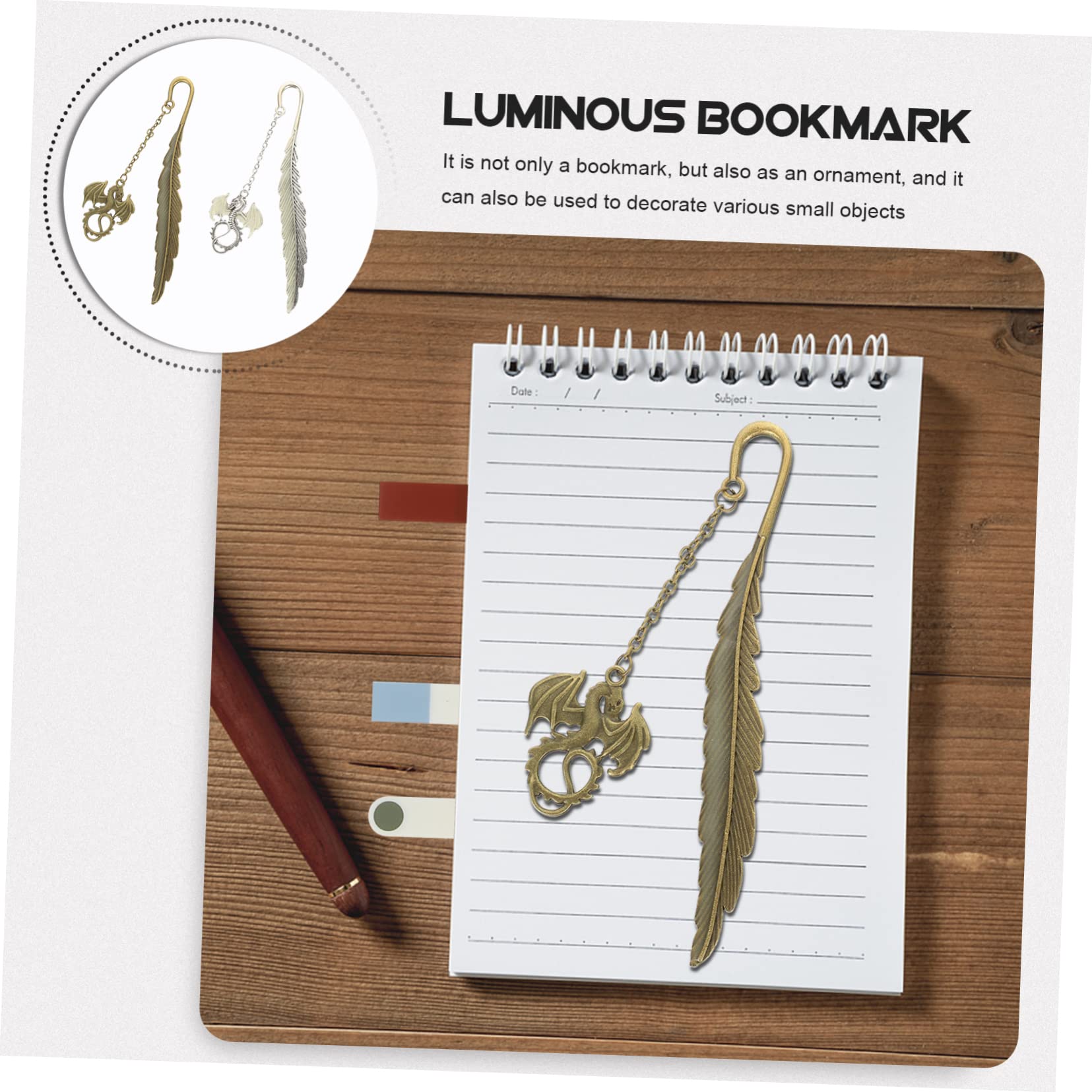 10pezzi Vintage Glow-the-dark Bookmarks Elegant Reading Accessories for Students and Book Unique Page Marking Tools