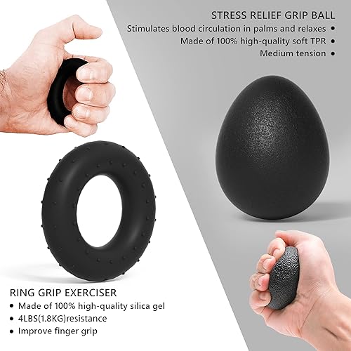 Miniatura 4 de Kit de fortalecimiento de agarre de mano, juego definitivo para entrenamiento de antebrazo, entrenador de fuerza de agarre ajustable, pelota