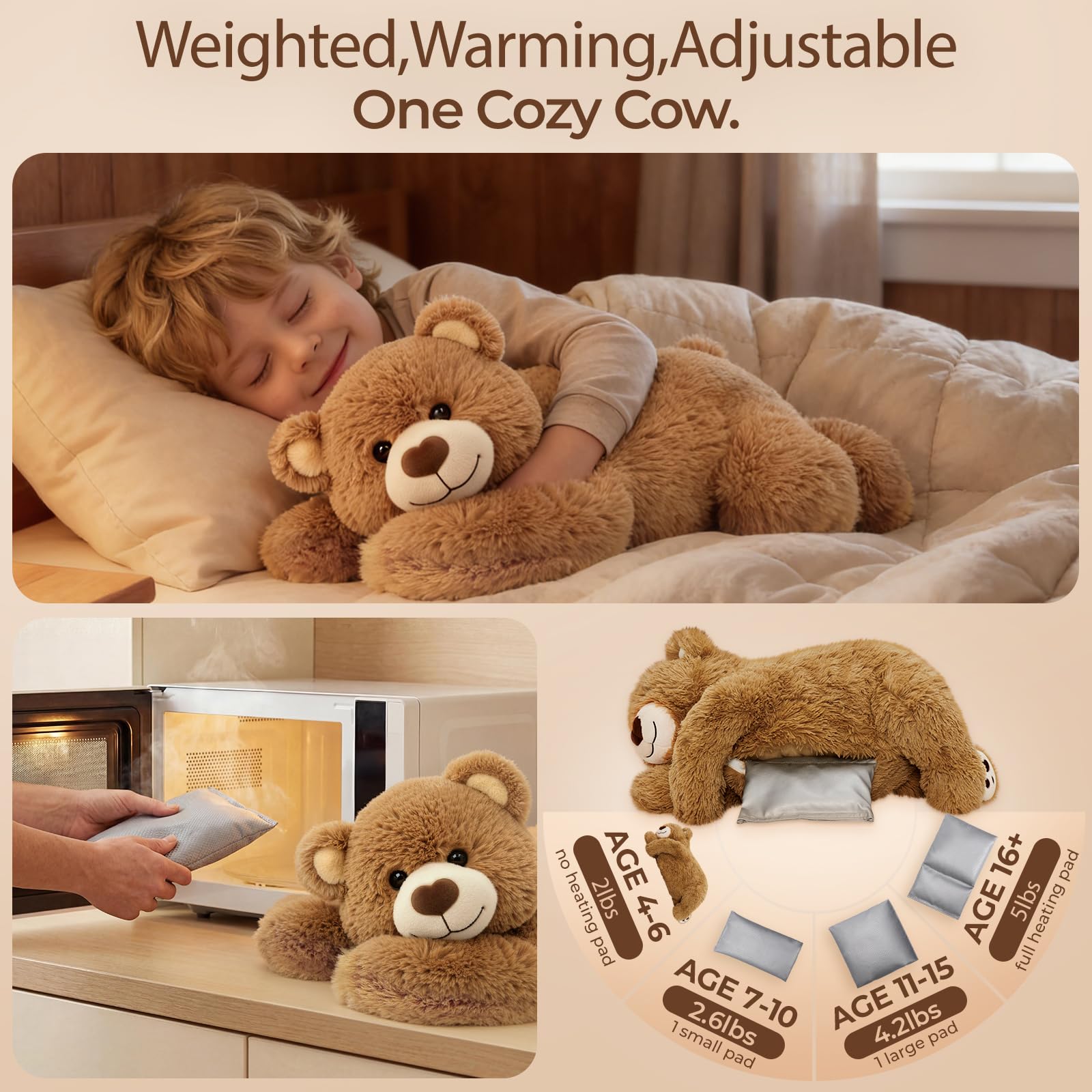 Orso Peluche Con Luce LED 7 Colori - Cuscino Giocattolo Luminoso Morbido 30cm, Luce Notturna Per Bambini, Regalo Di Compleanno E Natale (Giallo)
