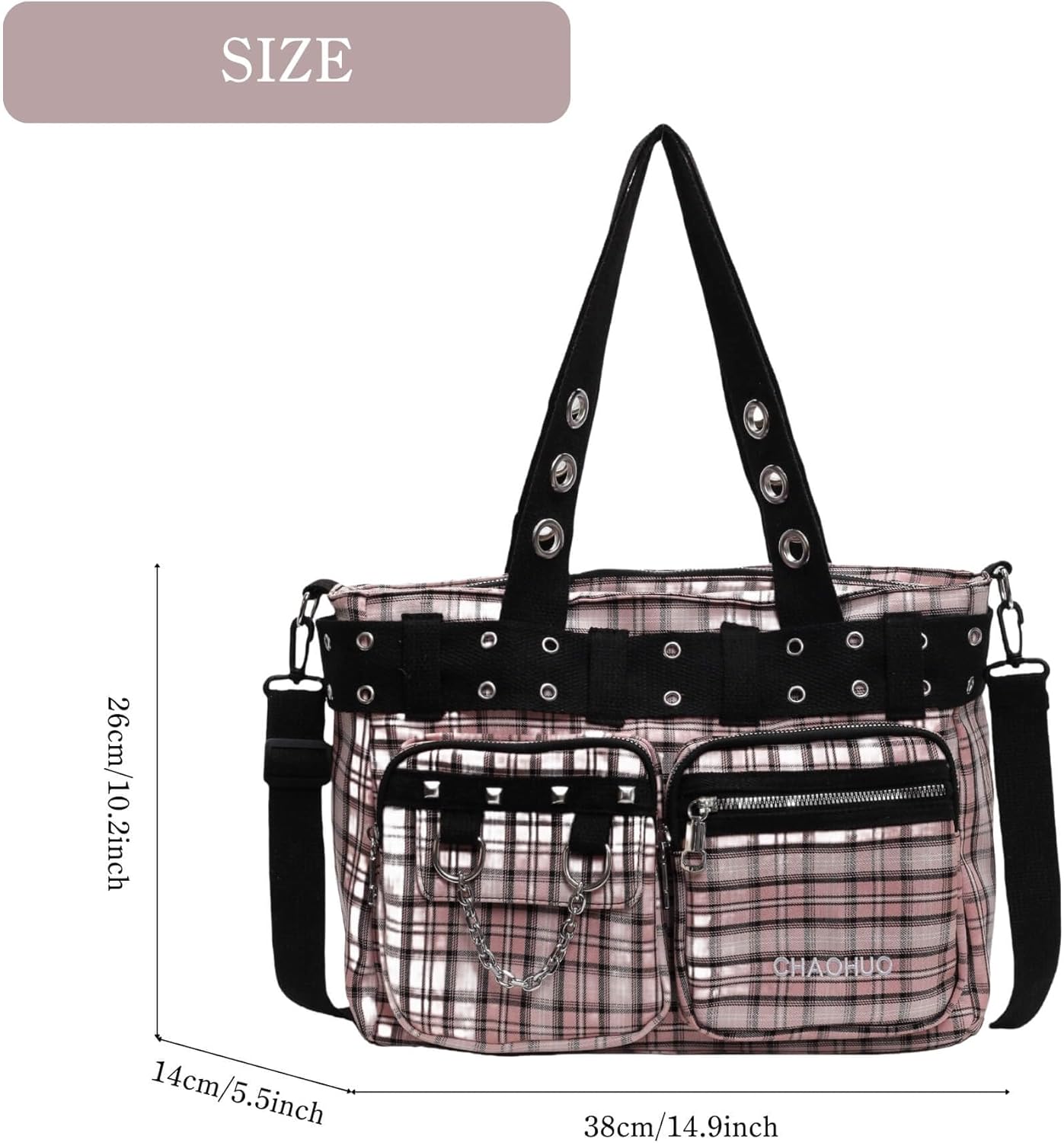 Goth Punk Messenger Bag, Emo Gothic Shoulder Bag - Image 5