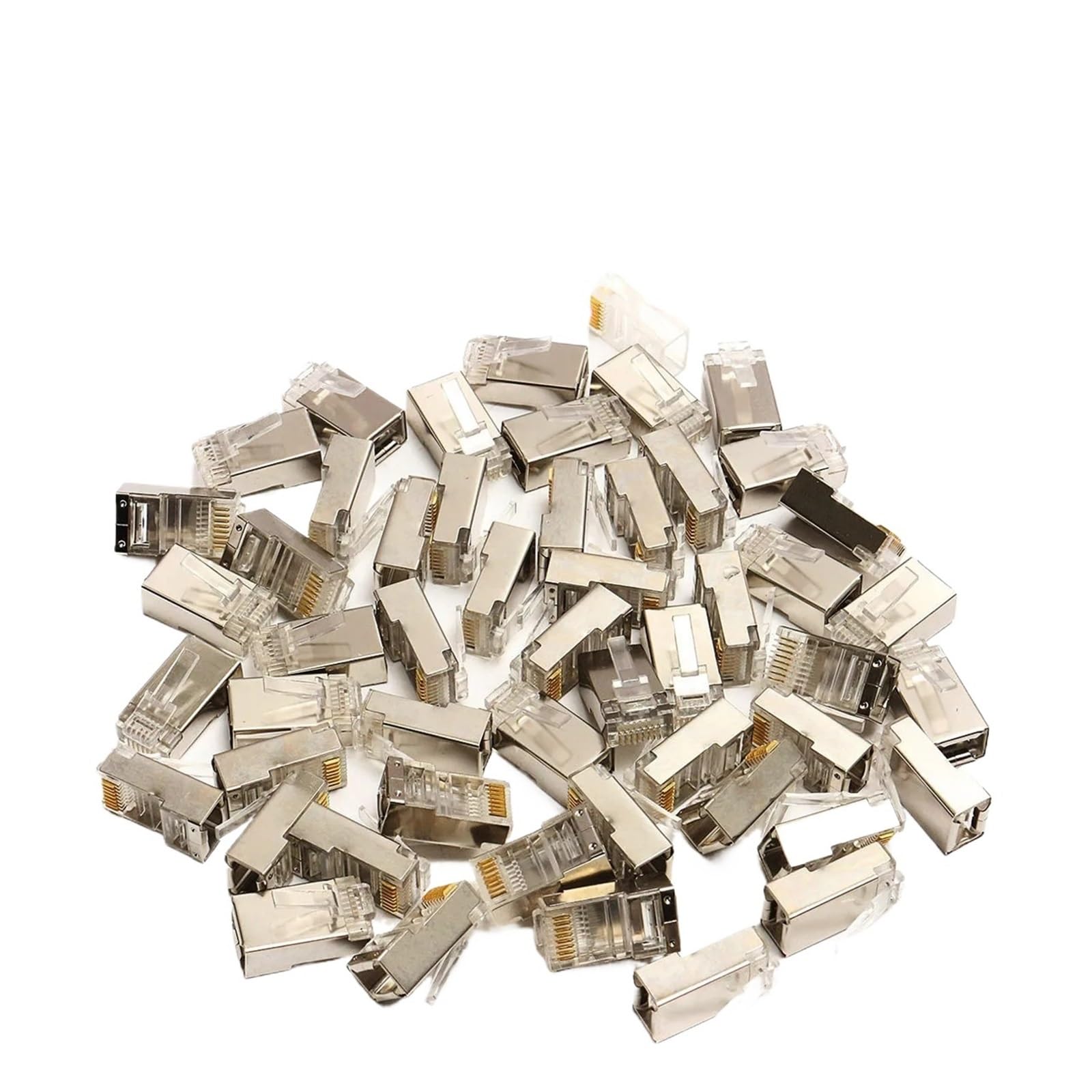 50 szt. RJ45 Cat6 złącze 8-pinowe 8P8C ekranowane skręcone złącza modułowe gniazdo złącze internetowe