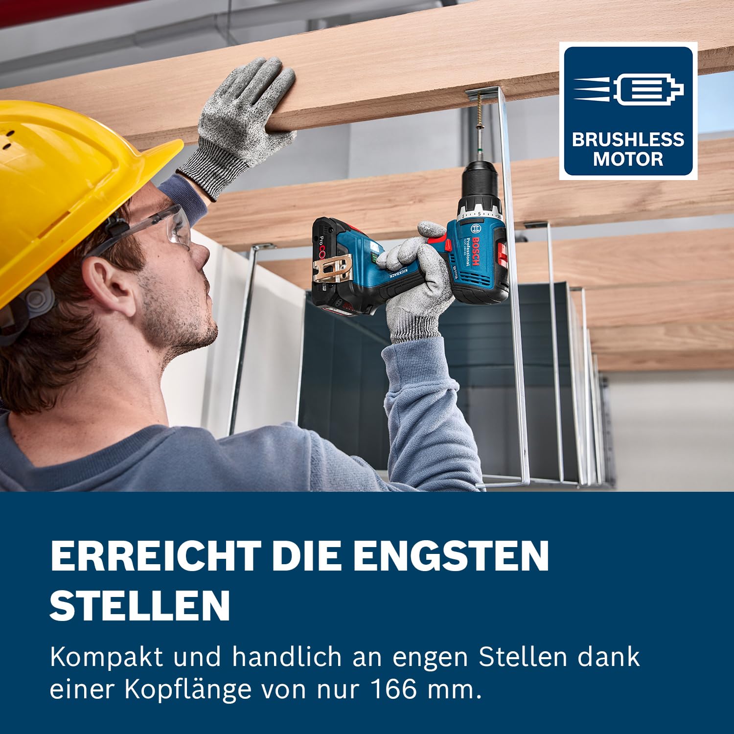 Bosch Professional GSR 18V-65 Akku-Bohrschrauber 18V System bürstenloser Motor Kopflänge 166