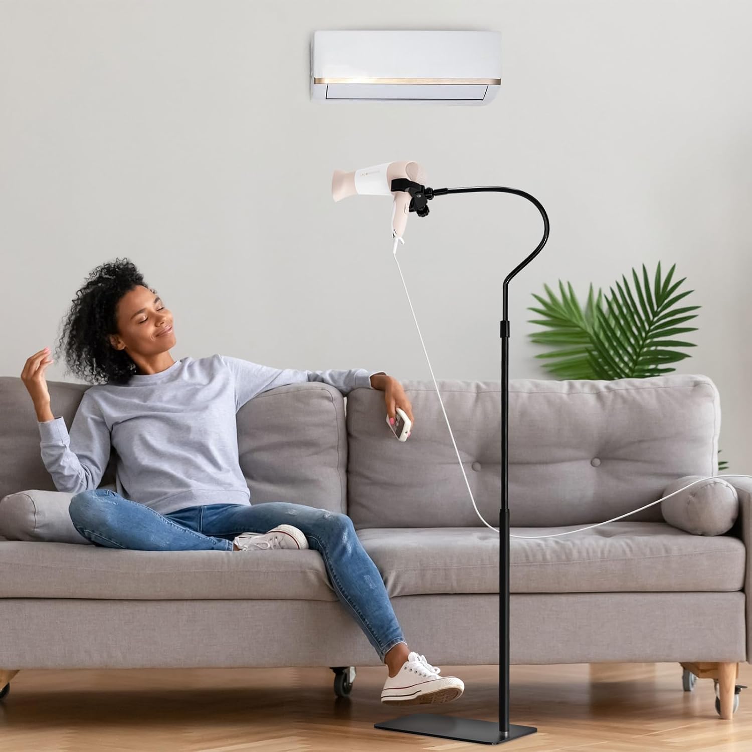 Linkidea Lazy Hair Dryer Stand, 360 Degree Rotating Blow Dryer Holder Hands-Free, Adjustable Height Hair Dryer Rack with Heavy Base for Home Salon (XL-160cm)