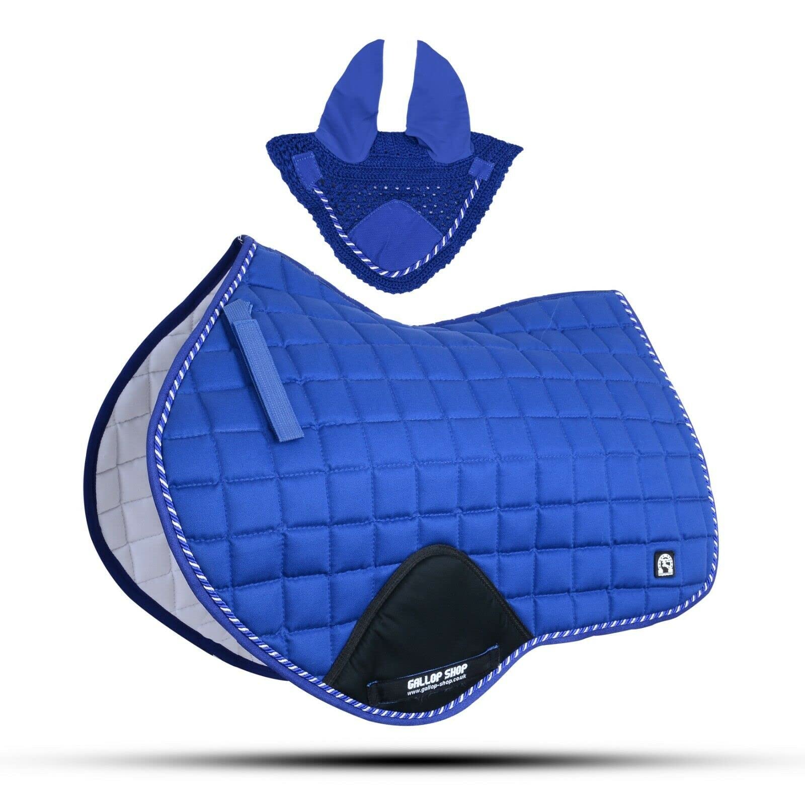 CSUTT ZLYMO Saddle Pads Close Contact Jumping Saddle Cloth Numnah Fly Veil Horse Saddle Pad Set (Royal Blue)