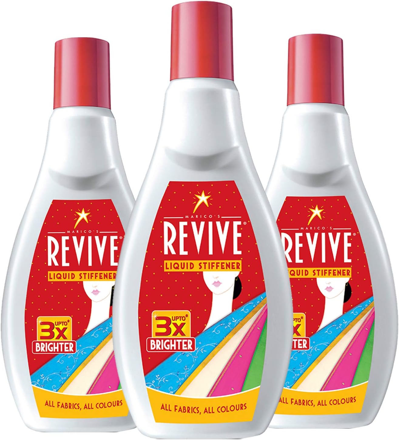 Revive Liquid, Instant Starch for All Colours & Fabrics - 400 g (Pack of 3)