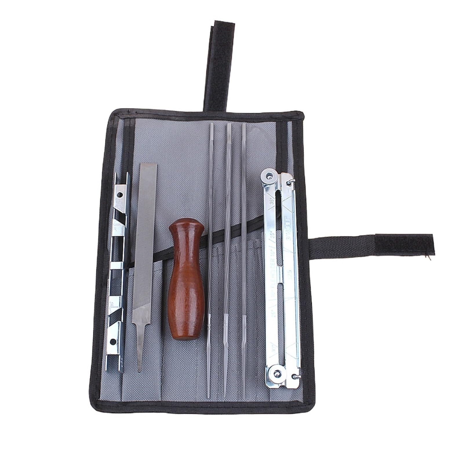 Juego de 7 Unidades de limas for afilar Cadenas de Motosierra, limas de 4mm, 4,8mm y 5,5mm for limas de Cadena de 3/8 ", 325", 404", Juego de Soporte de Madera
