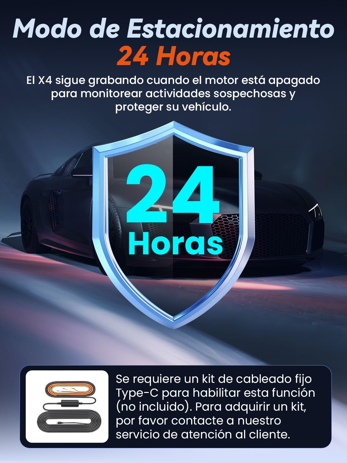 Dashcam Coche Delantera y Trasera, Cámara 4K+1080P, Wi-Fi 5G con Control vía App, Tarjeta SD 64GB, Visión Nocturna, Aparcamiento 24H, Sensor G, Gran Angular 170°, WDR, Instalación Fácil (X4)