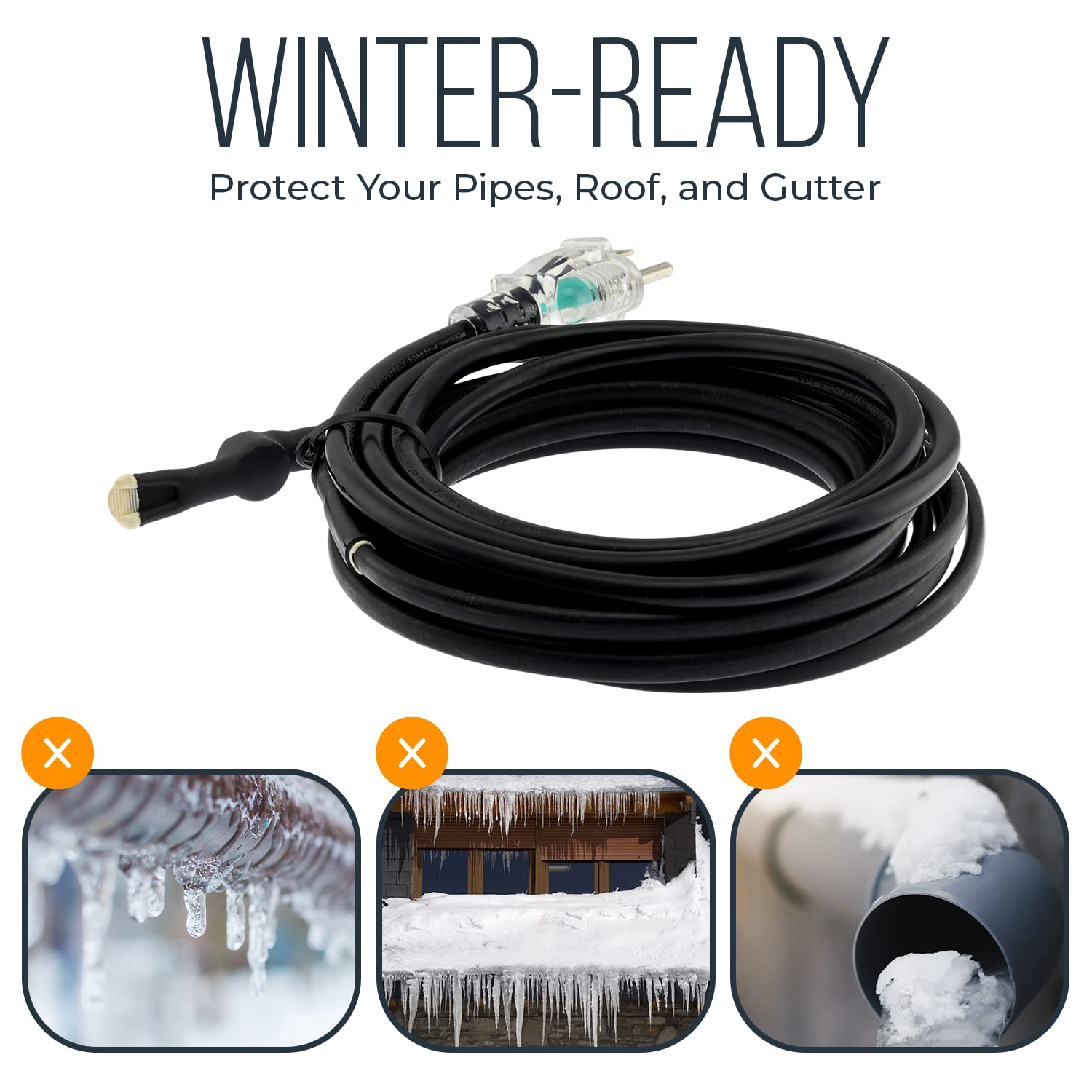 Cabo Térmico EconoHome Para Proteger Tubos De Congelamento - Fita Aquecedora Com Termostato 120V