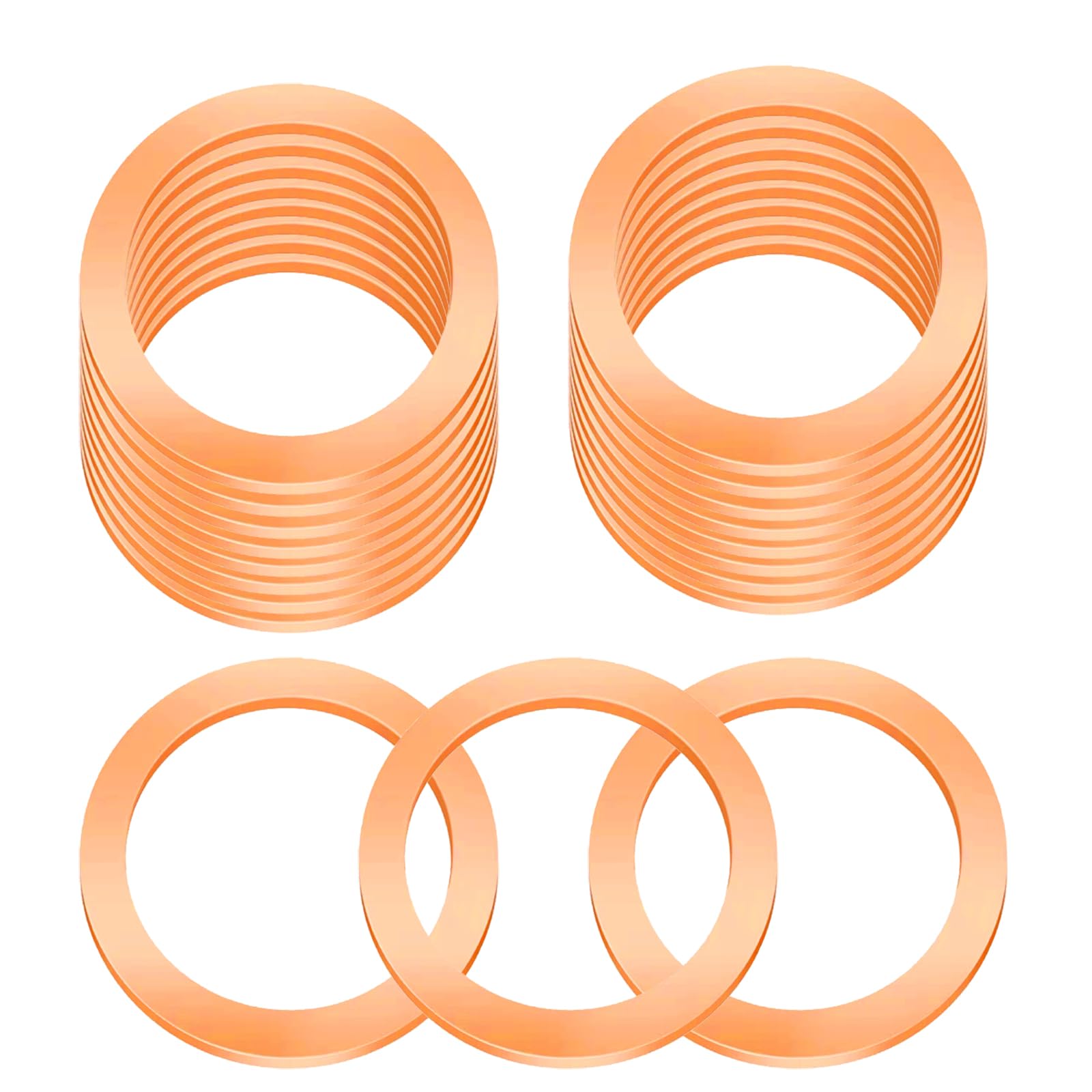 8 Sizes Assorted Copper Washer Gasket Set Flat Ring Seal Assortment Gold 80pcs