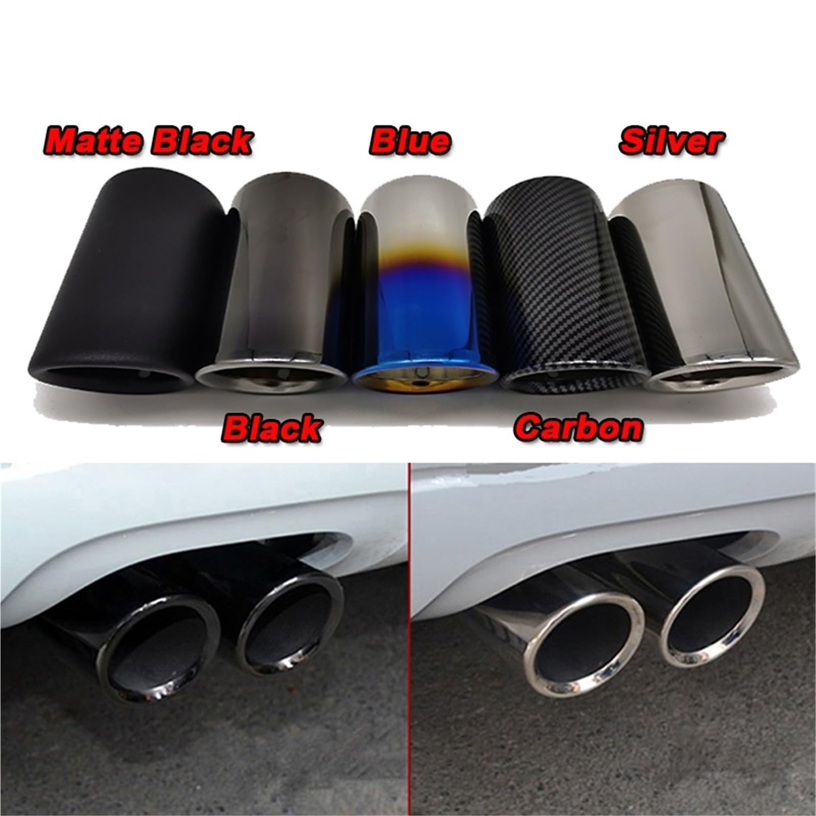 Vehicle Silencer Pasuje do Audi A4 B8 A3 8V 8P A1 Q5 pasuje VW Passat B7 CC Tiguan rura wydechowa samochodu tłumik końcówka osłona Car Styling(2pcs Silver)