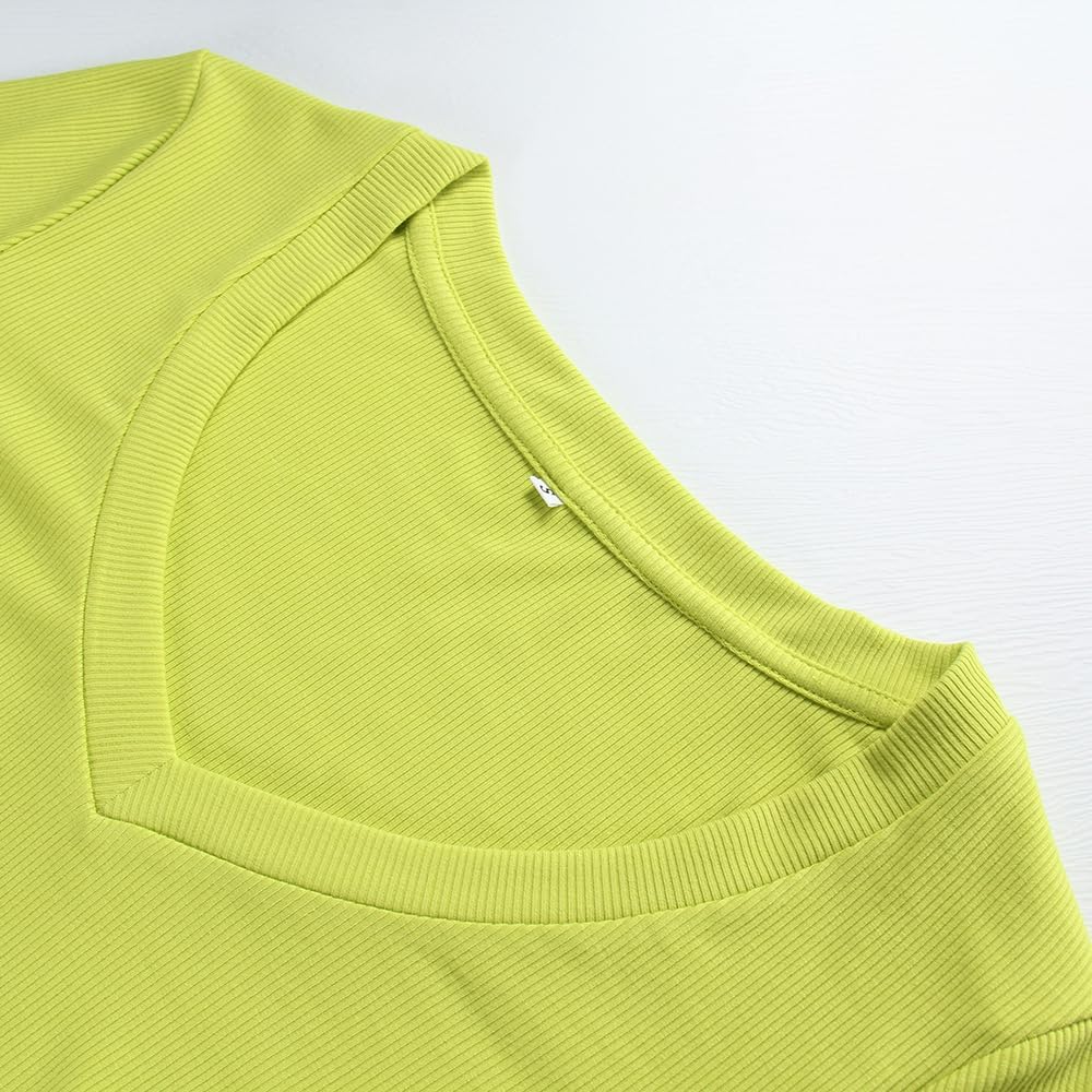 Artfish Women's Long Sleeve V Neck Crop Top Ribbed Knit Slim Fitted Basic T-Shirts - Image 3
