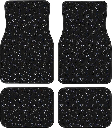 Car Mats Set of 4 Astrology Constellations Floor Mats for Cars Universal Front Rear Vehicle Rugs Auto Accessories for Truck Sedan