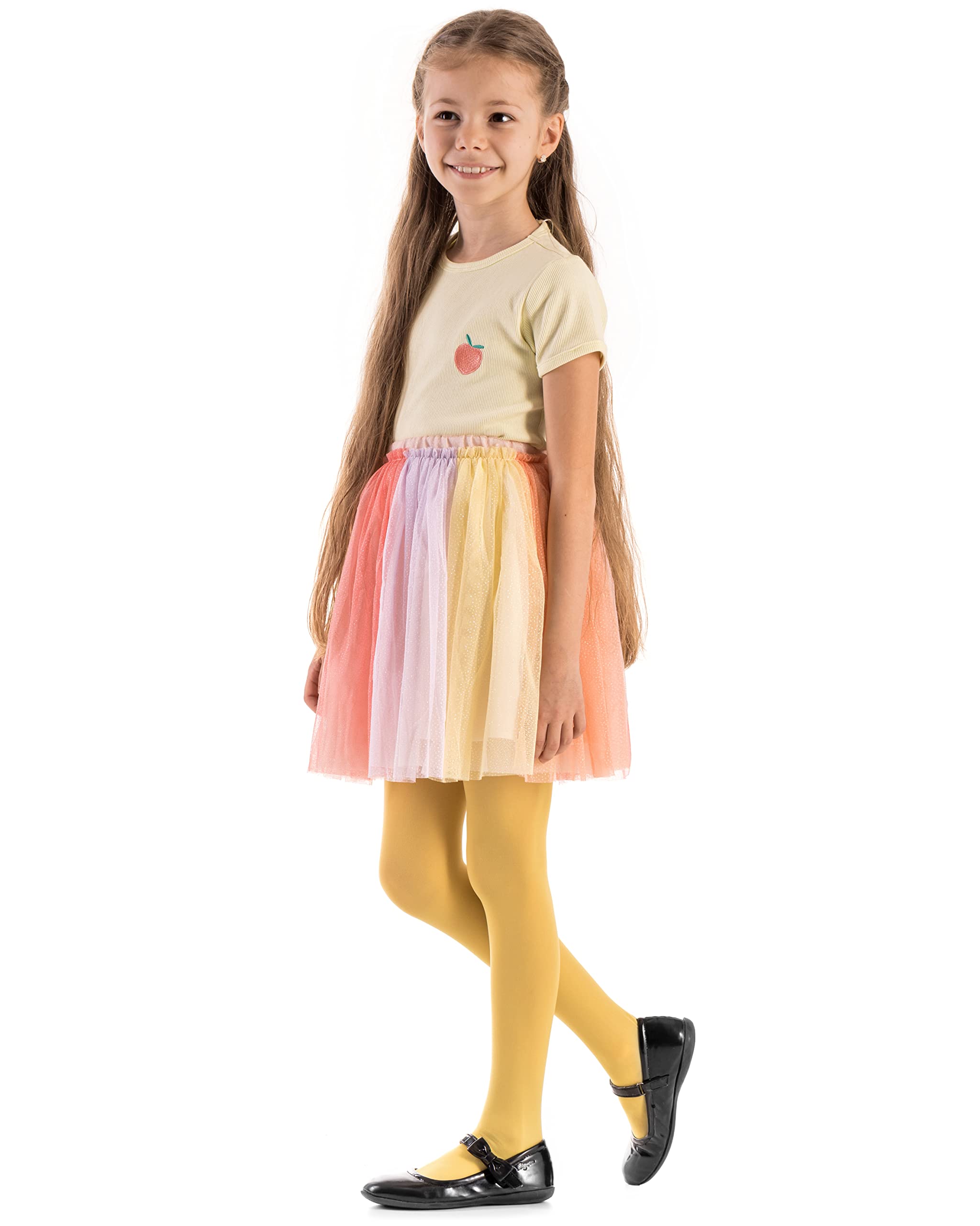 Hi!Mom Girls Yellow Tights For Plain Kids Microfiber Opaque Tights 50 Den Kids Soft School Uniform Pantyhose 3/4 Years Zuza