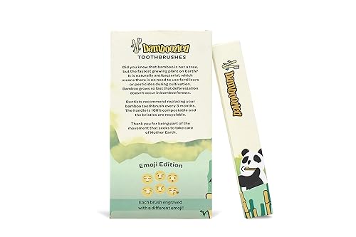 Miniatura 2 de Bamboozled  Cepillo de dientes de bambú  Cerdas medianas sin BPA con infusión de carbón  Orgánico y sostenible  biodegradable y ecológico  Juego de