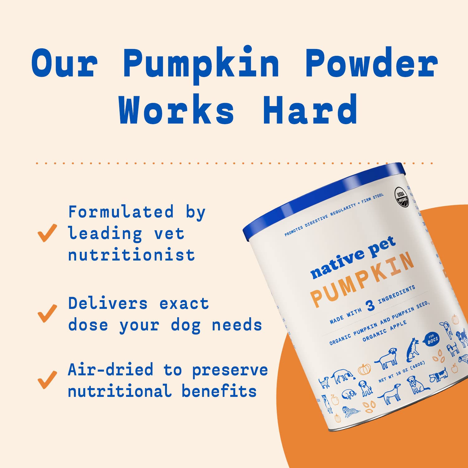 Buy Native Pet Organic Pumpkin for Dogs (8 oz, 16 oz) AllNatural