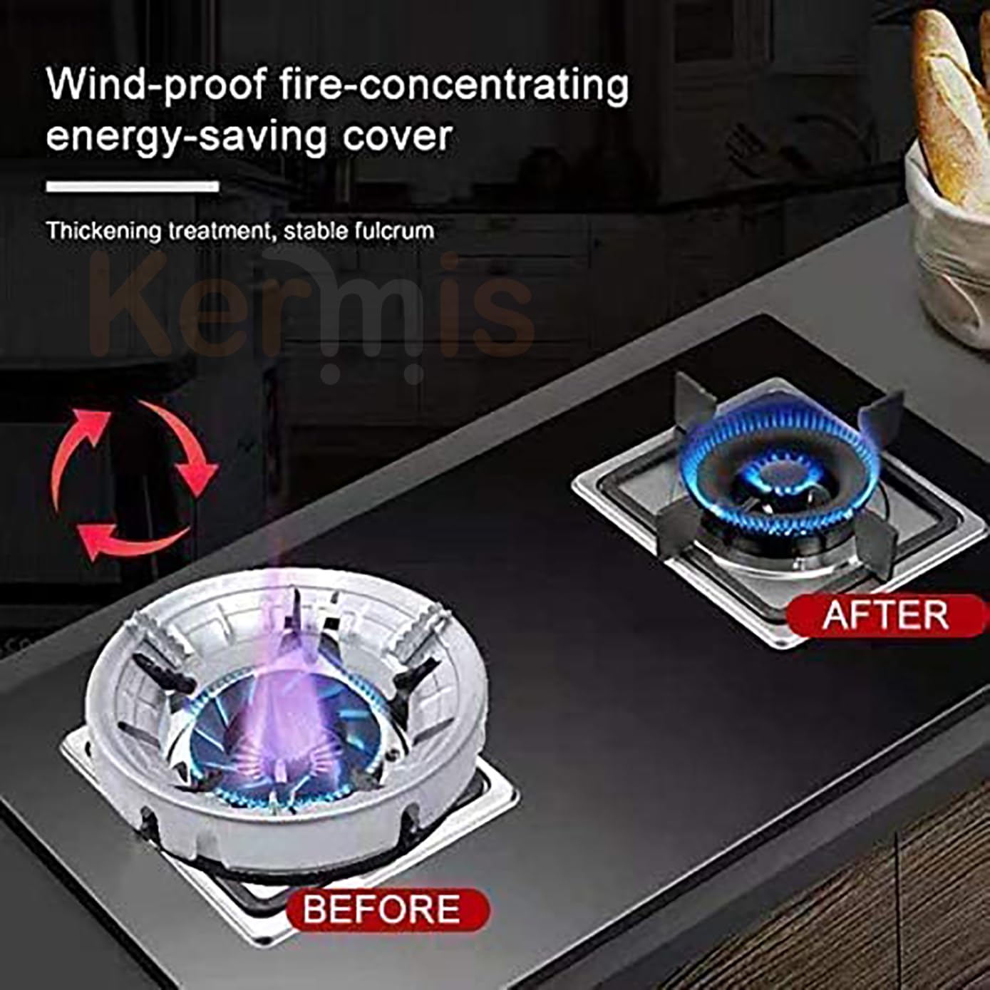 KERMIS gas stove burners | gas stove| gas stove stand | gas saver | kitchen accessories items | max gas savior | Chula stand Stove Protector | Energy saving Stand for Gas 1