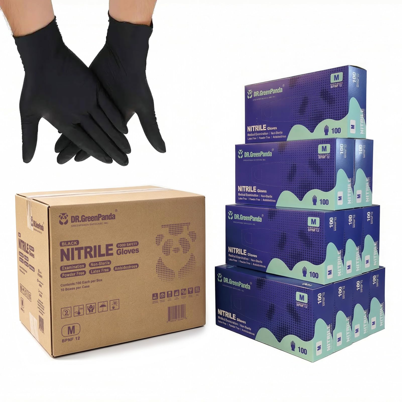 Dr.GreenPanda Nitrile Exam Disposable Gloves 3mil Food Safe Powder Free