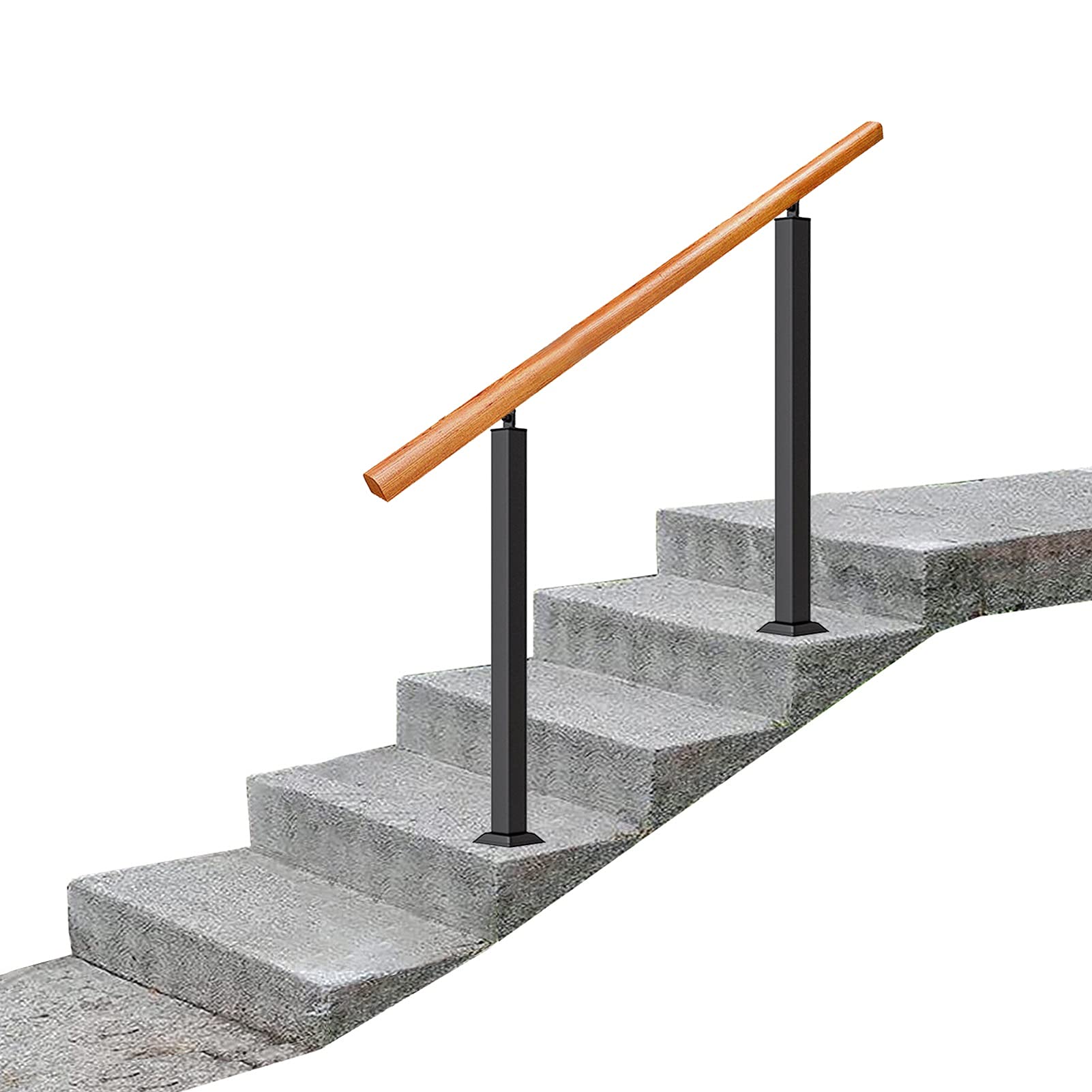 Handrail For Stairs - Complete Kit, Black Wrought Iron 1 2 3 4 5 6 - View #6